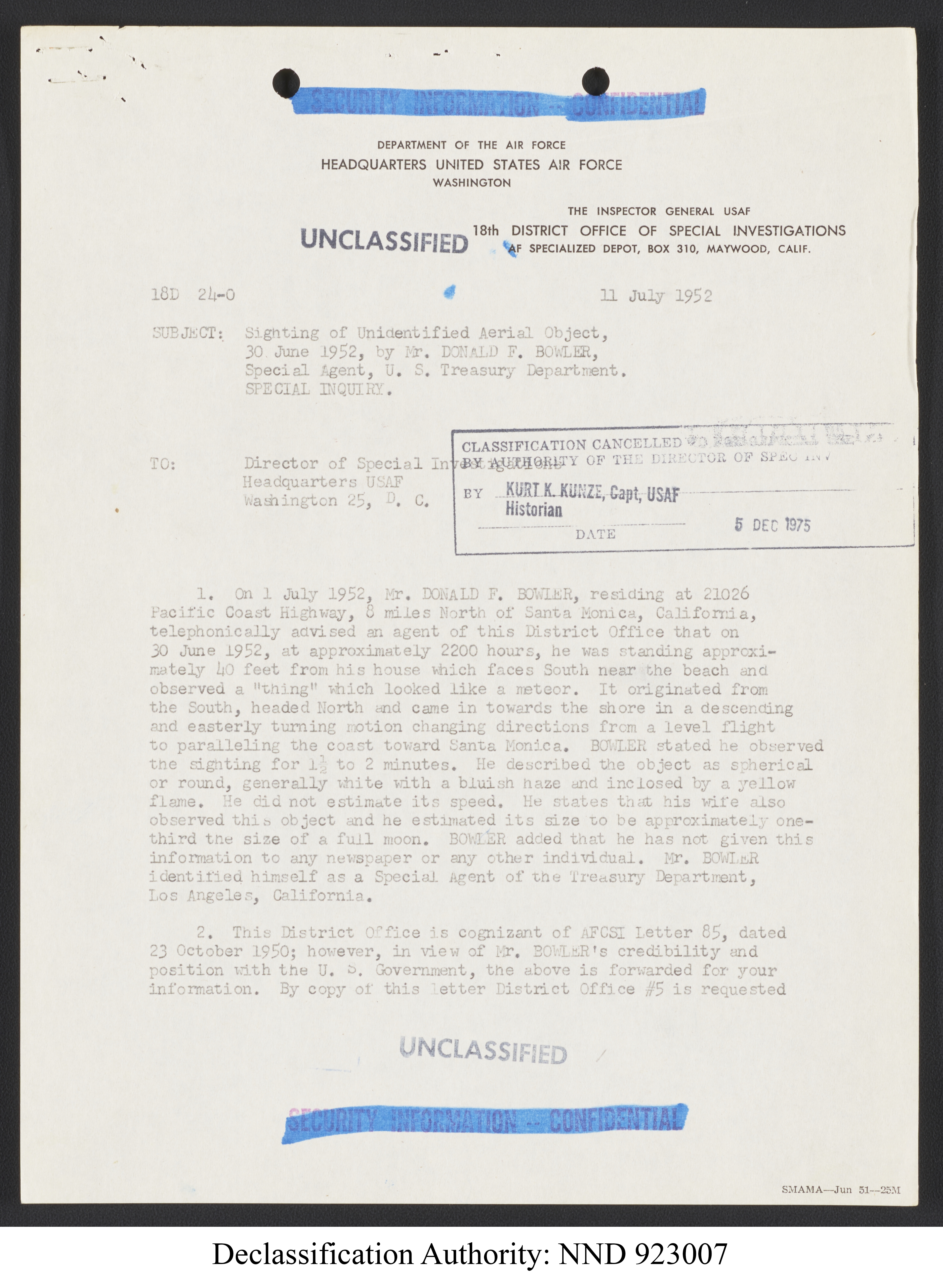 Doctor Edward Condon, University of Colorado Physicist Studying Unidentified Flying Objects
