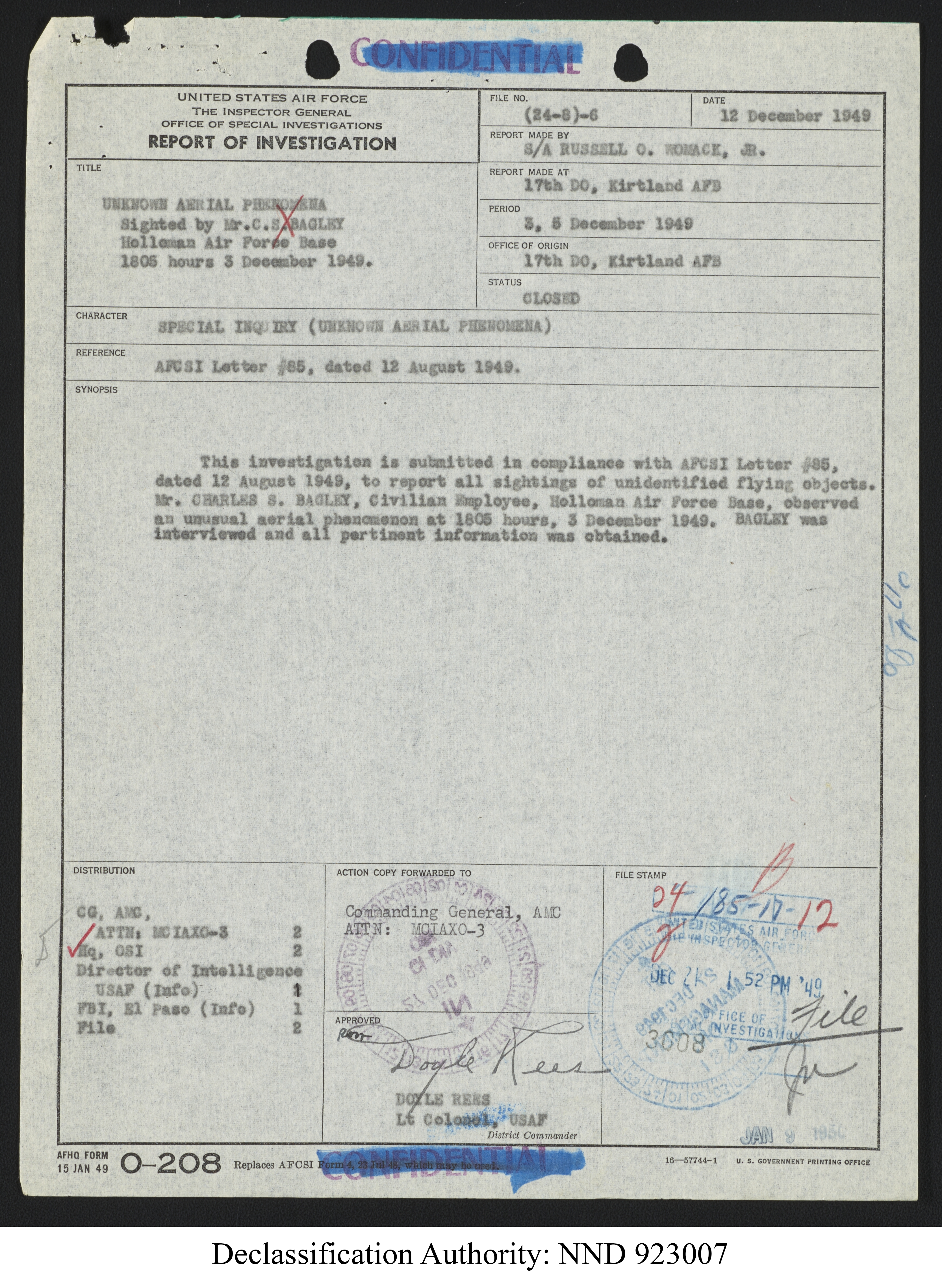 Doctor Edward Condon, University of Colorado Physicist Studying Unidentified Flying Objects