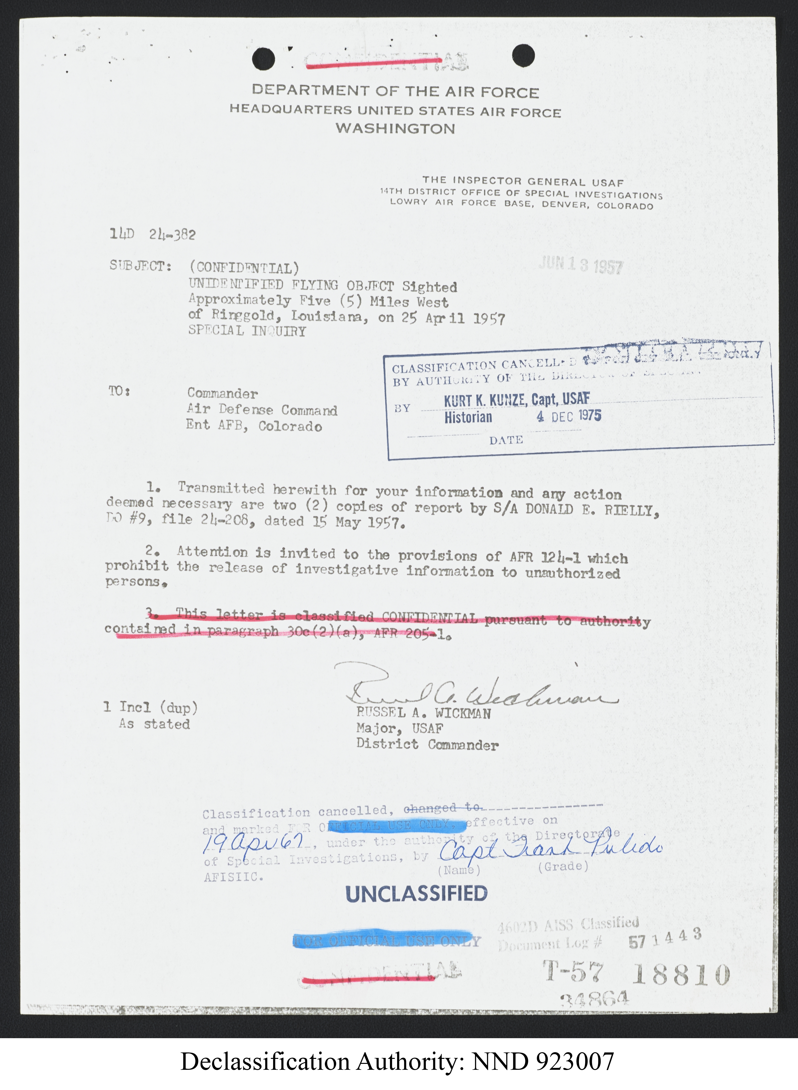 Doctor Edward Condon, University of Colorado Physicist Studying Unidentified Flying Objects
