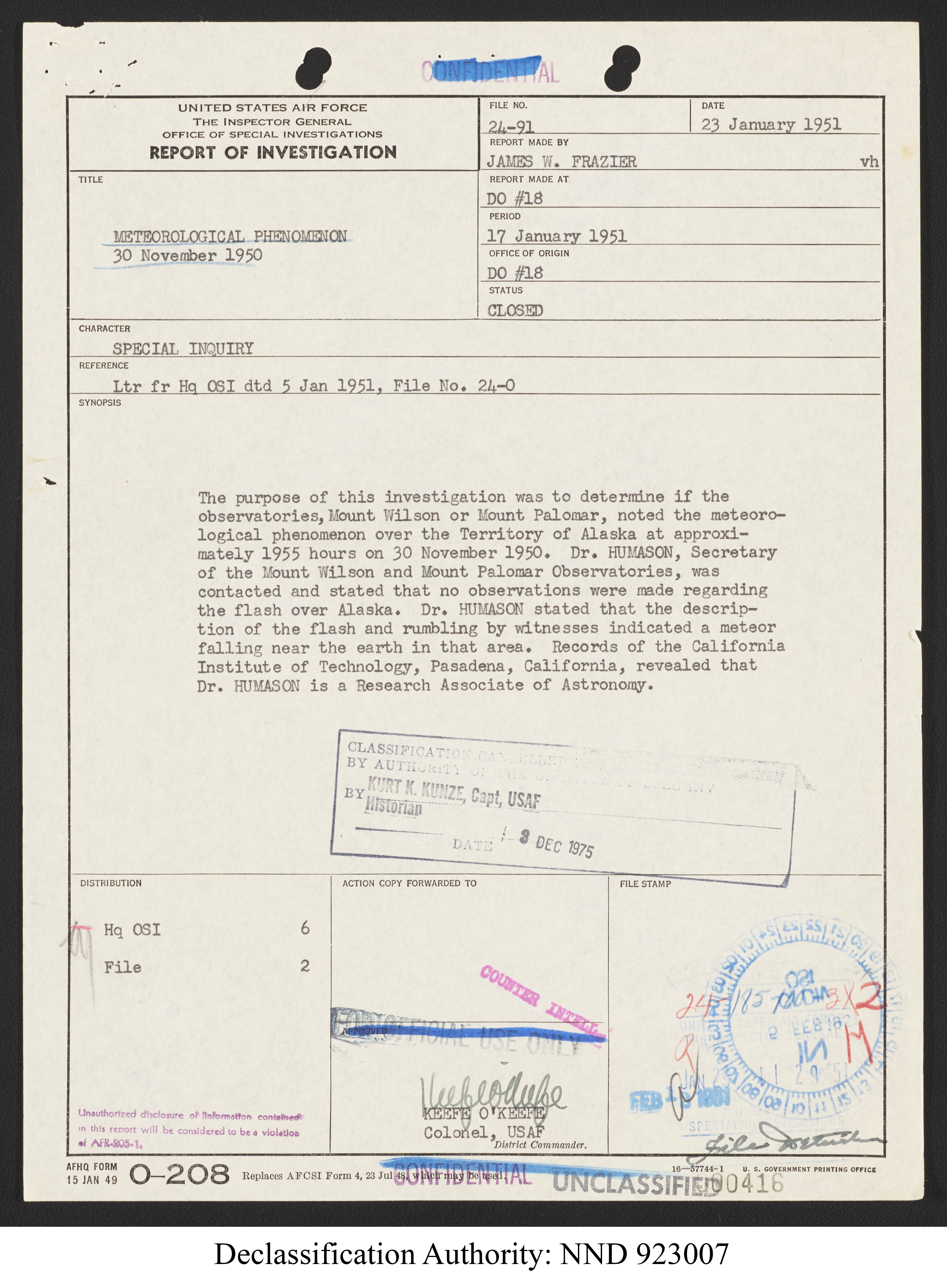 Doctor Edward Condon, University of Colorado Physicist Studying Unidentified Flying Objects
