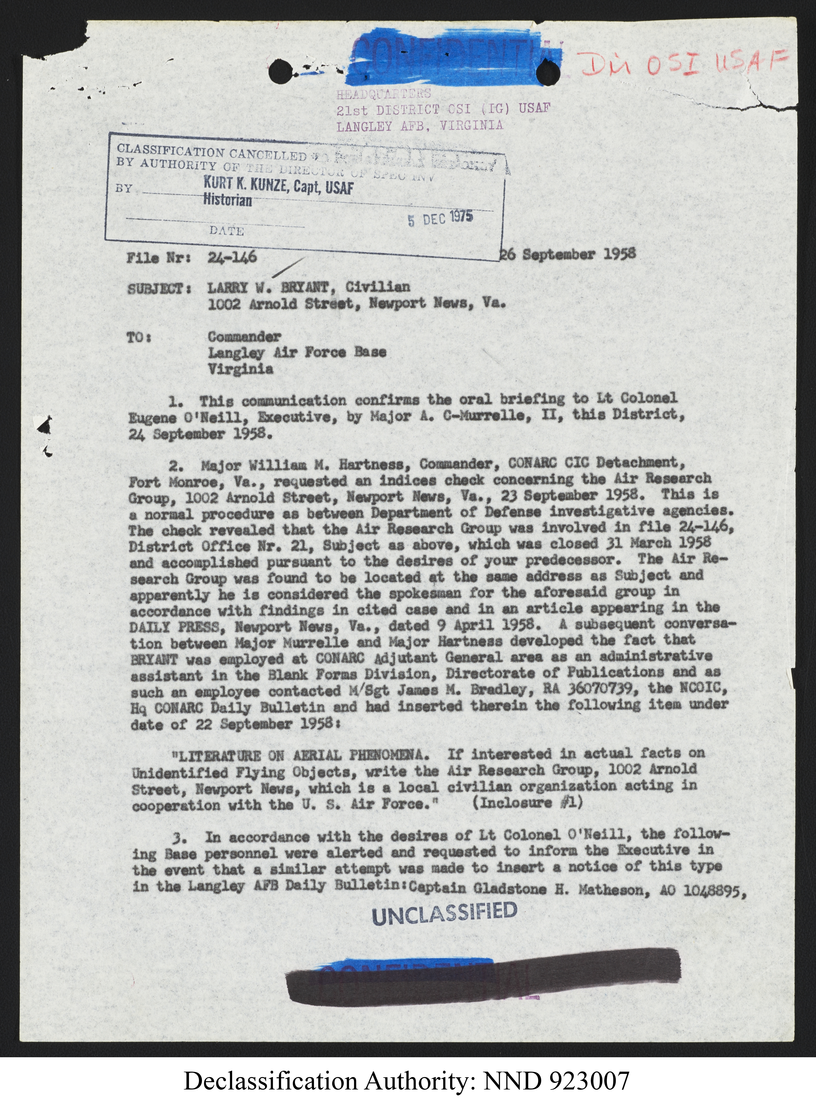 Doctor Edward Condon, University of Colorado Physicist Studying Unidentified Flying Objects