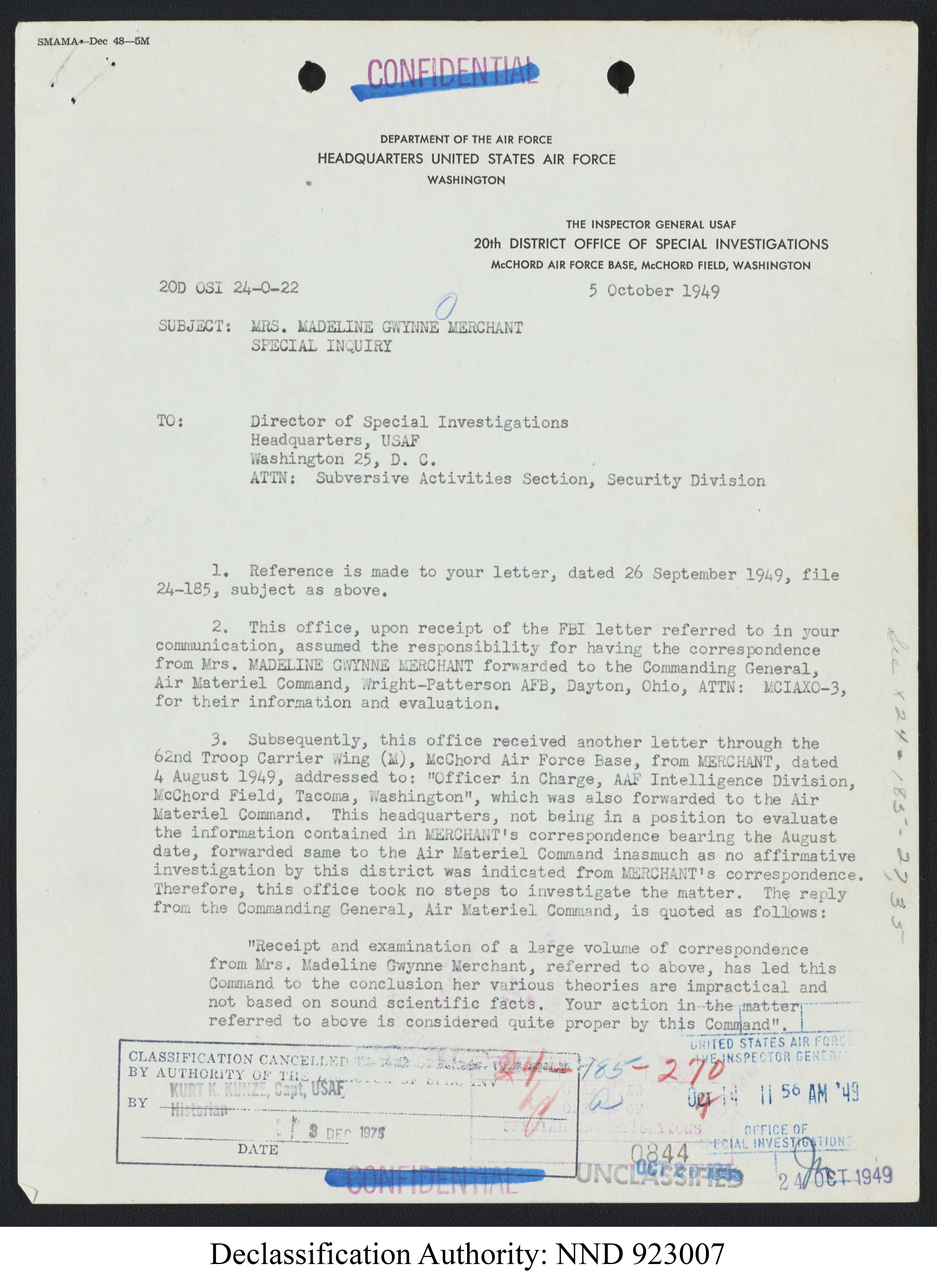 Doctor Edward Condon, University of Colorado Physicist Studying Unidentified Flying Objects