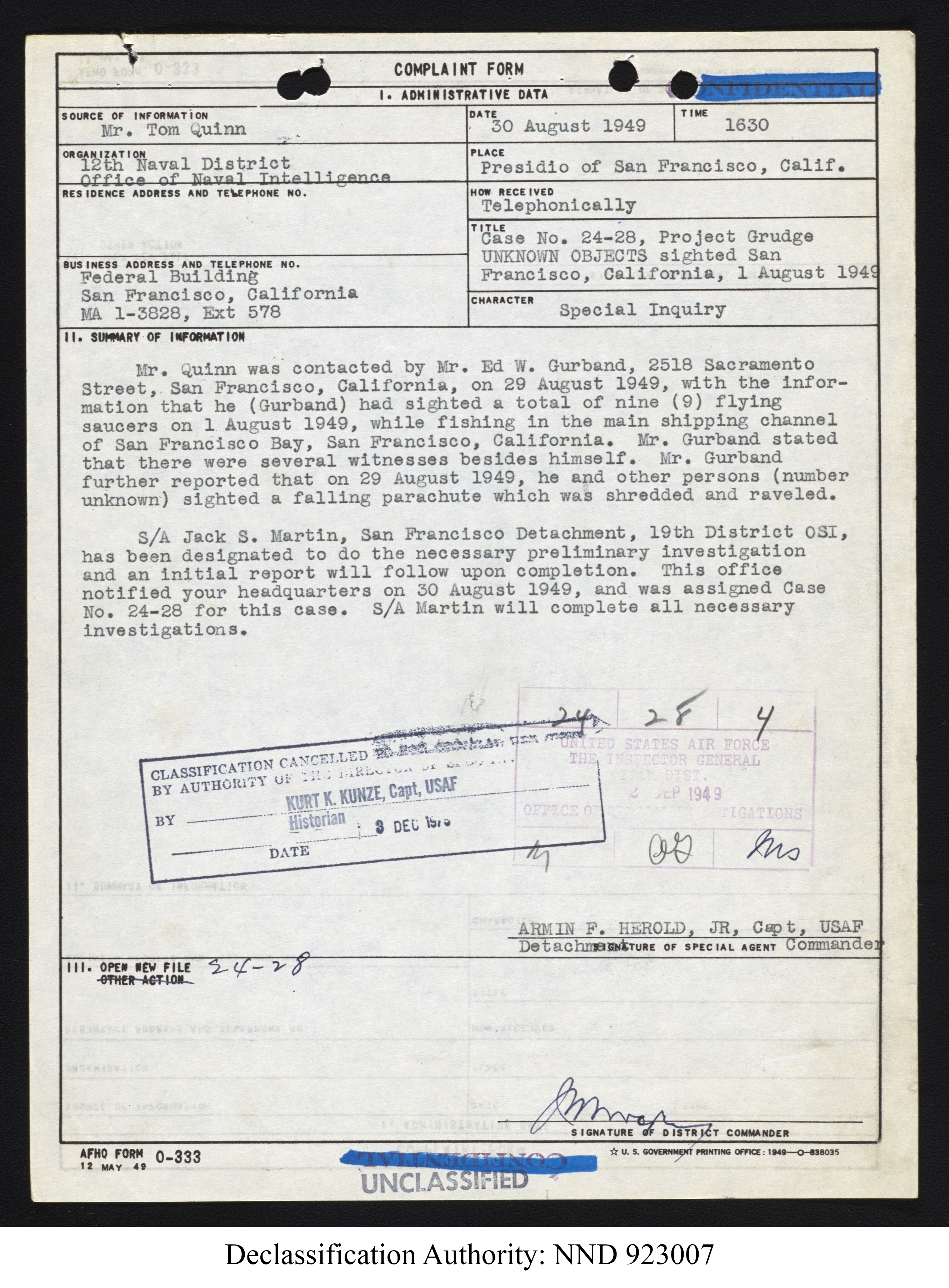 Doctor Edward Condon, University of Colorado Physicist Studying Unidentified Flying Objects