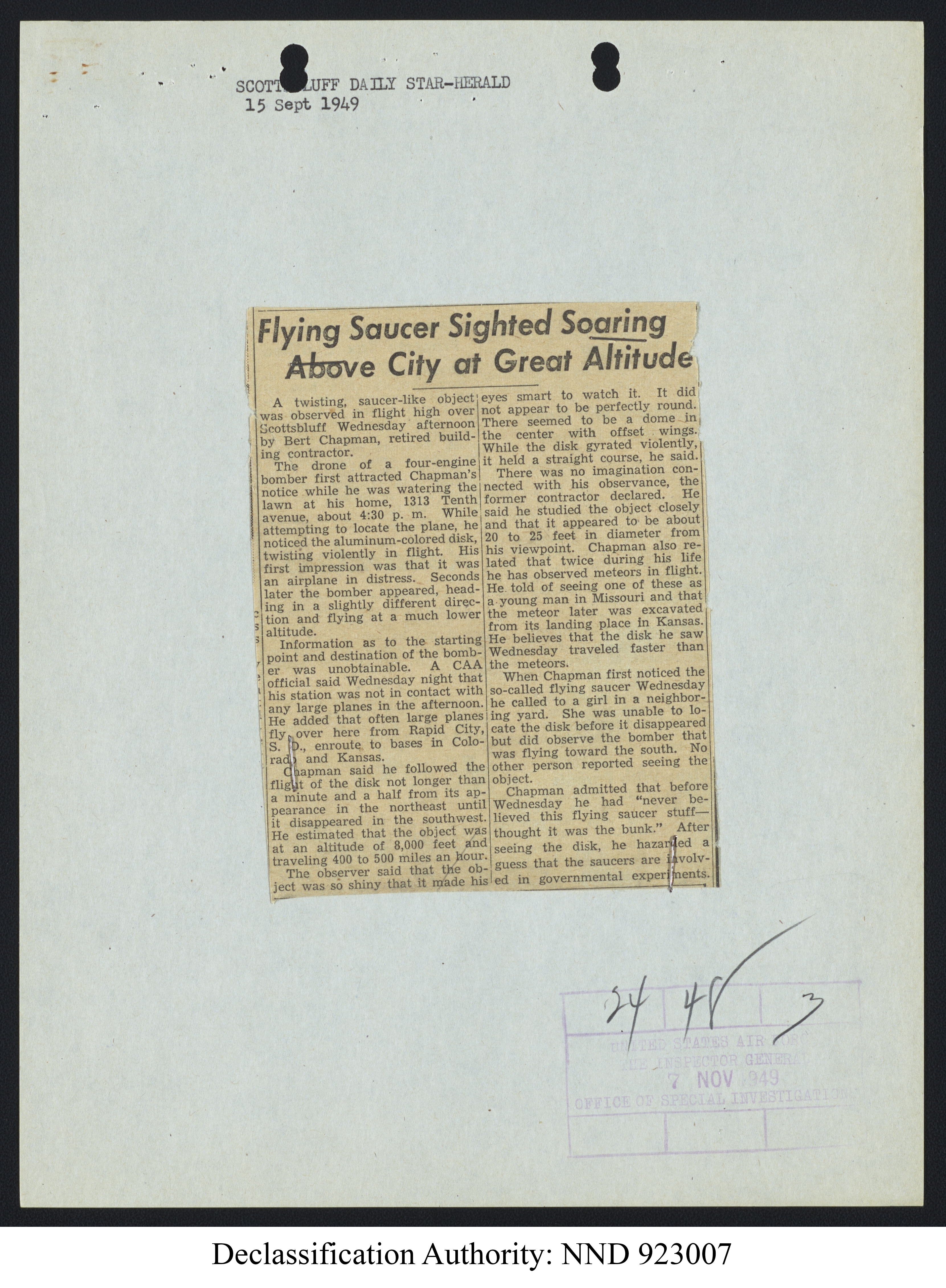 Doctor Edward Condon, University of Colorado Physicist Studying Unidentified Flying Objects