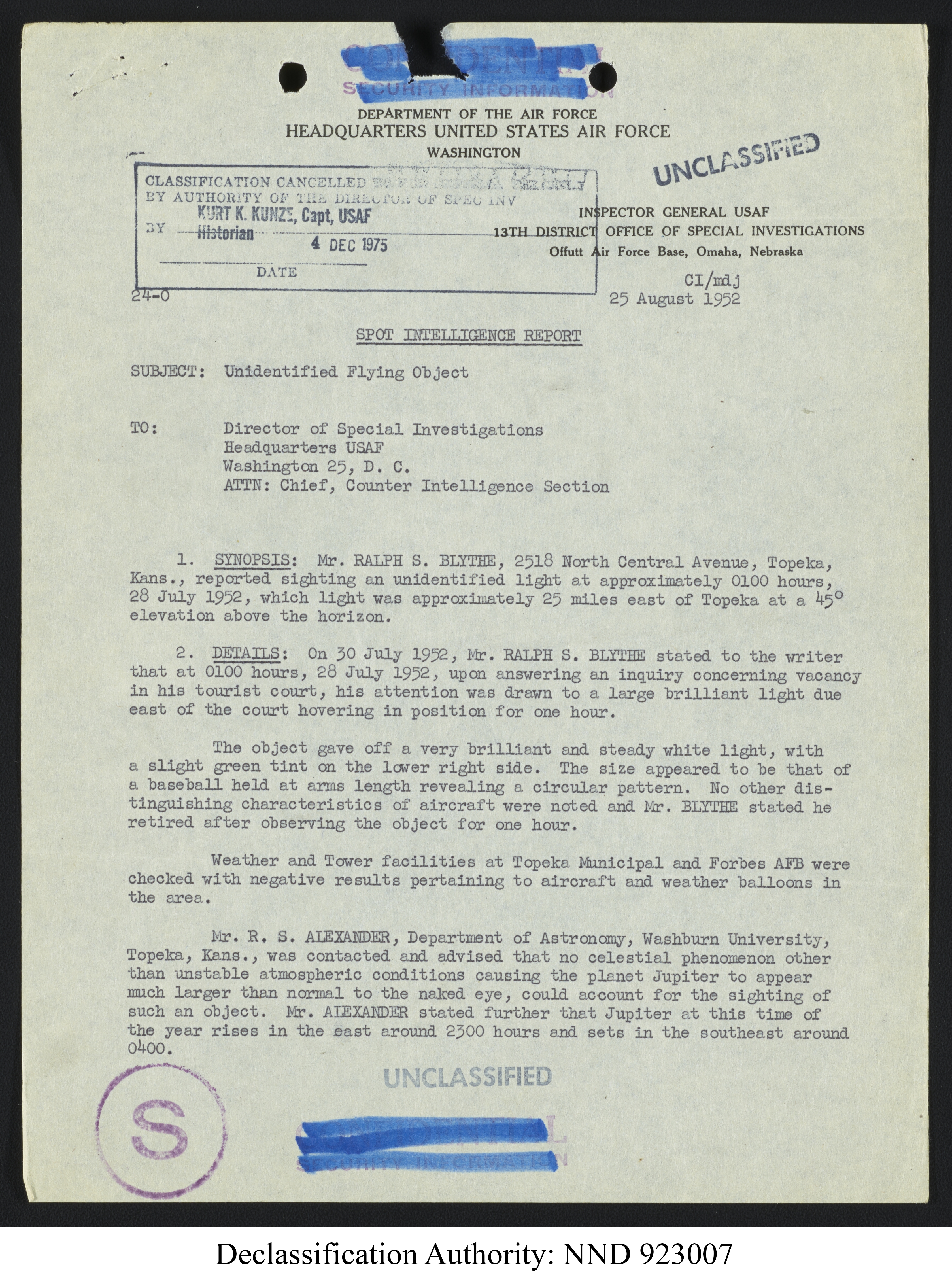 Doctor Edward Condon, University of Colorado Physicist Studying Unidentified Flying Objects