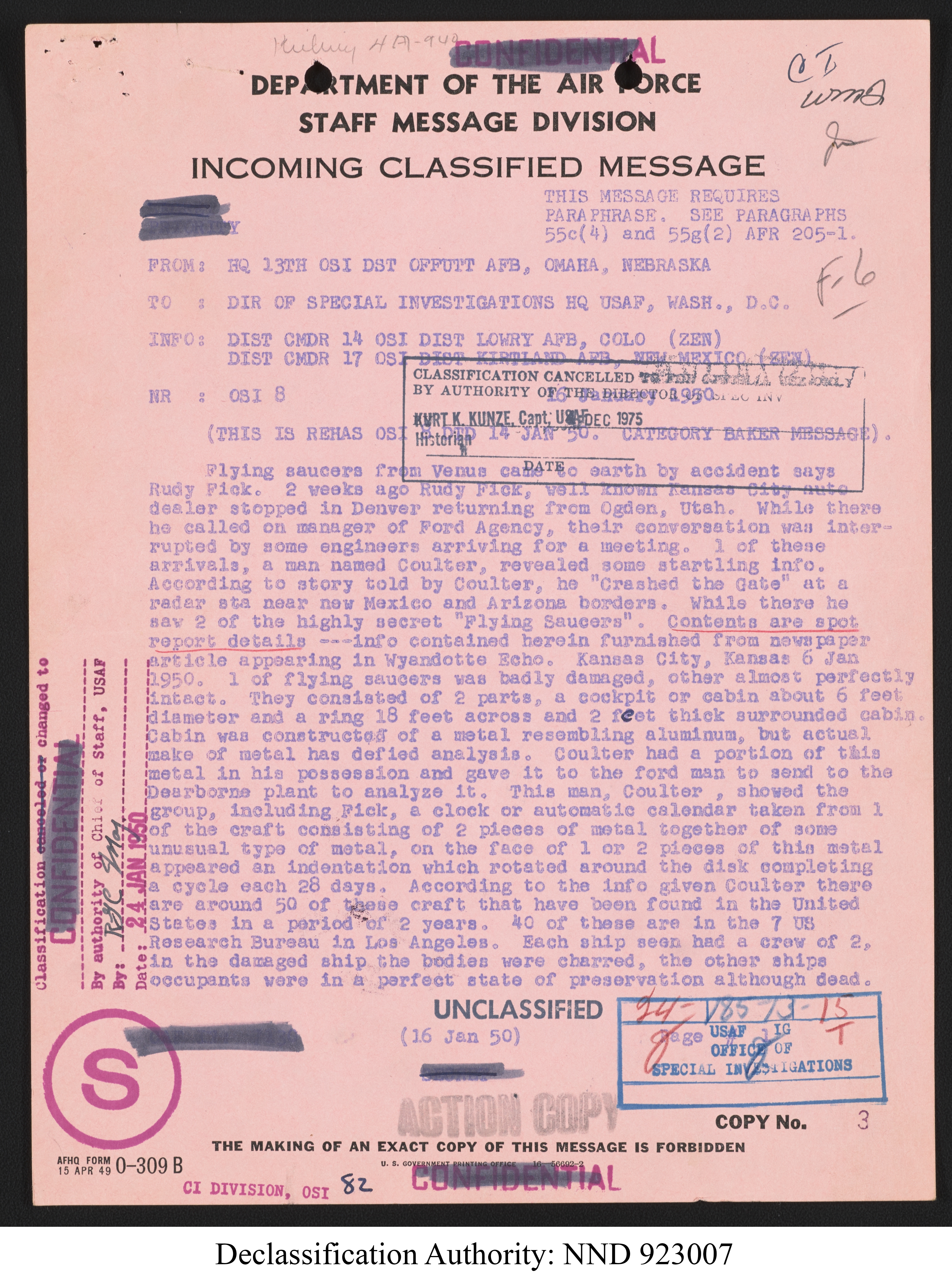 Doctor Edward Condon, University of Colorado Physicist Studying Unidentified Flying Objects