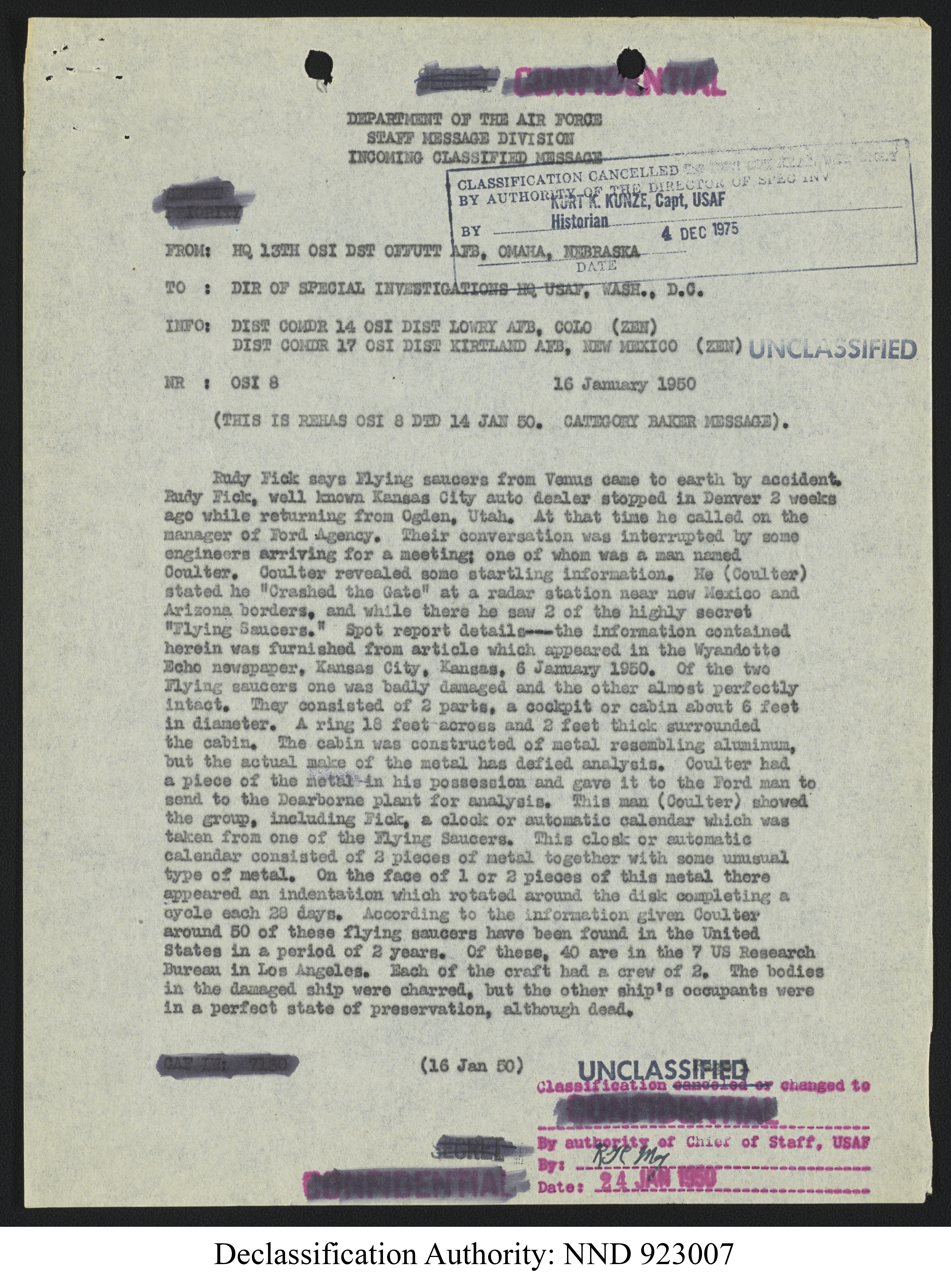 Doctor Edward Condon, University of Colorado Physicist Studying Unidentified Flying Objects