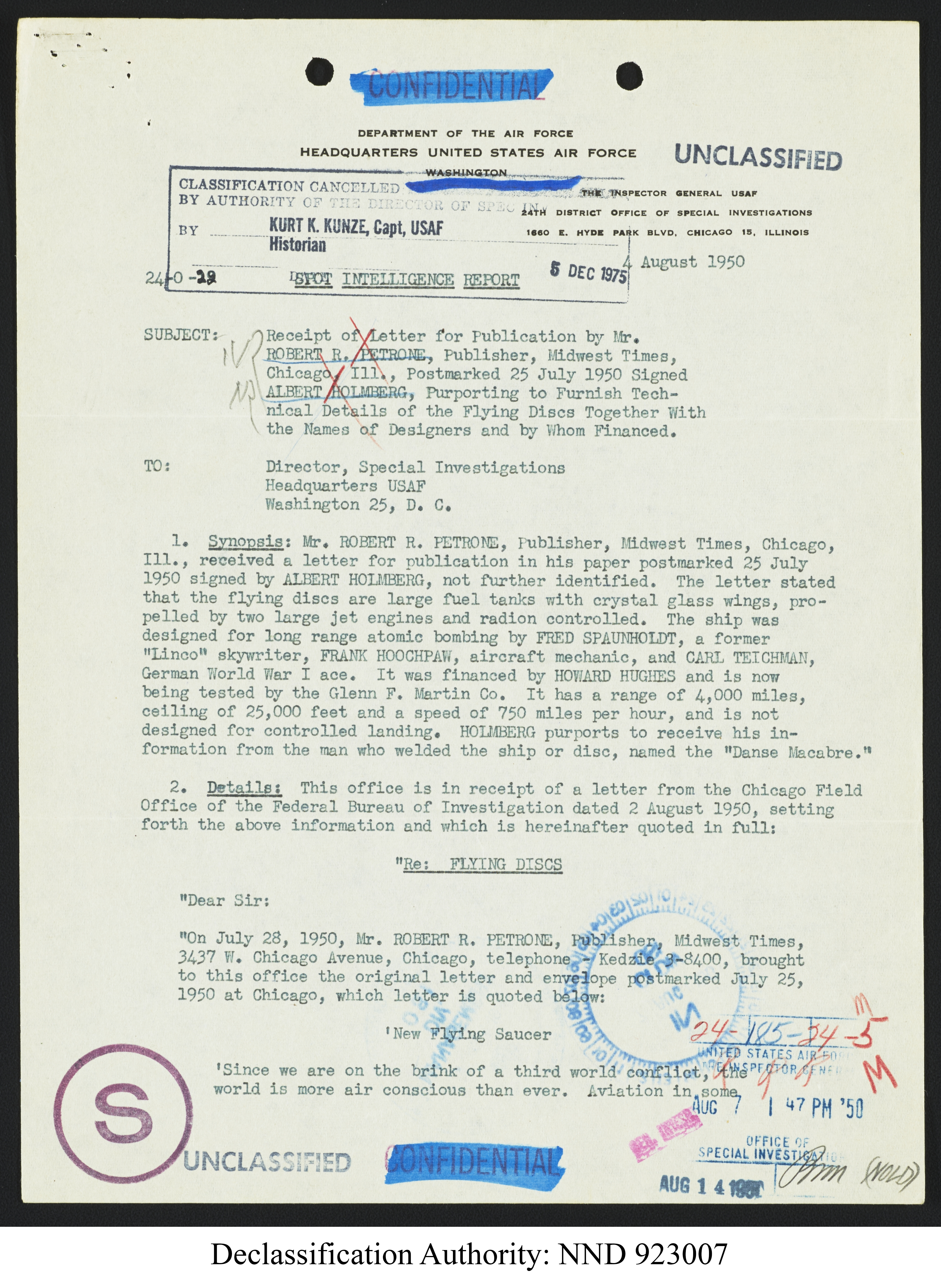 Doctor Edward Condon, University of Colorado Physicist Studying Unidentified Flying Objects