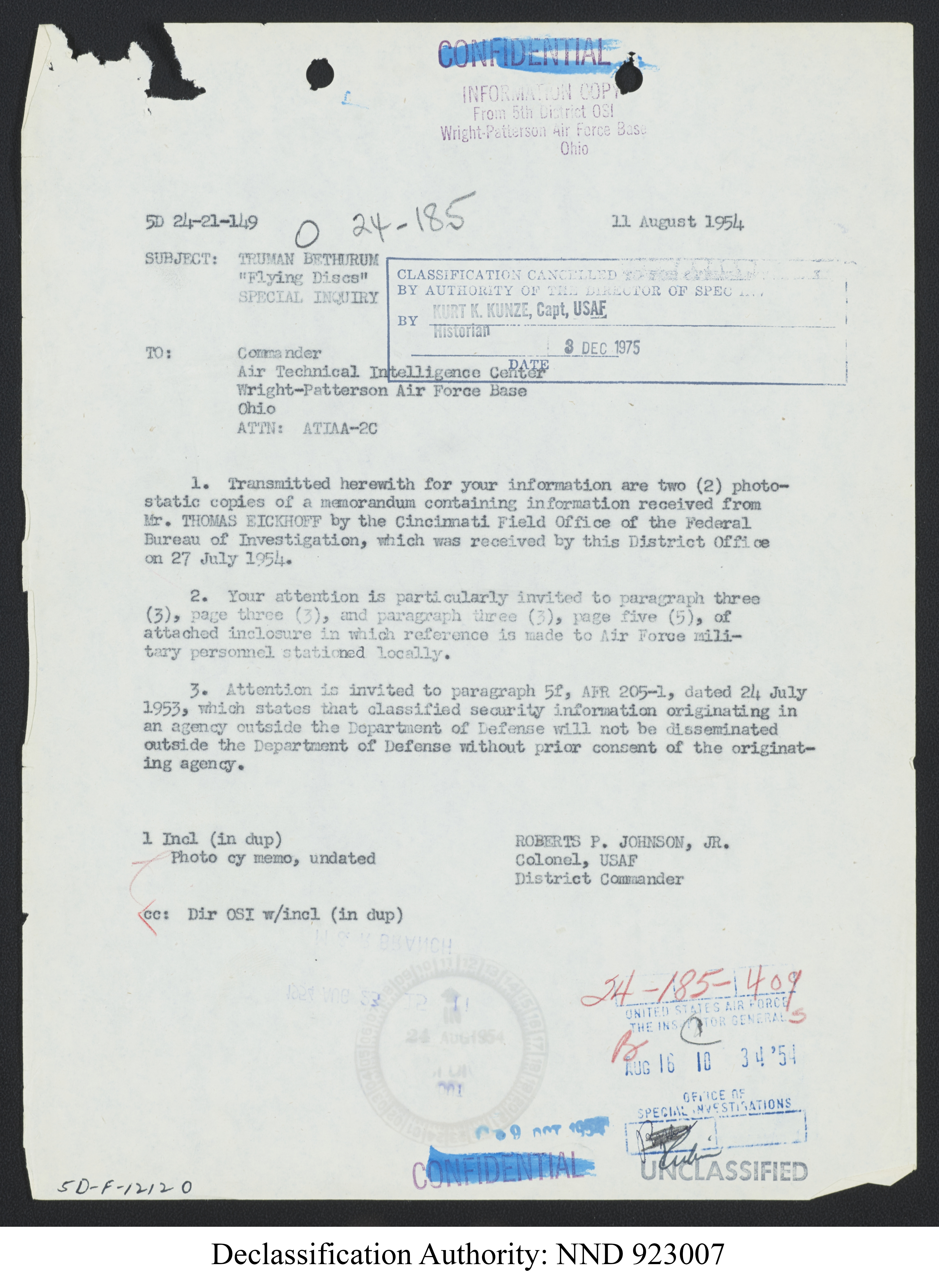Doctor Edward Condon, University of Colorado Physicist Studying Unidentified Flying Objects