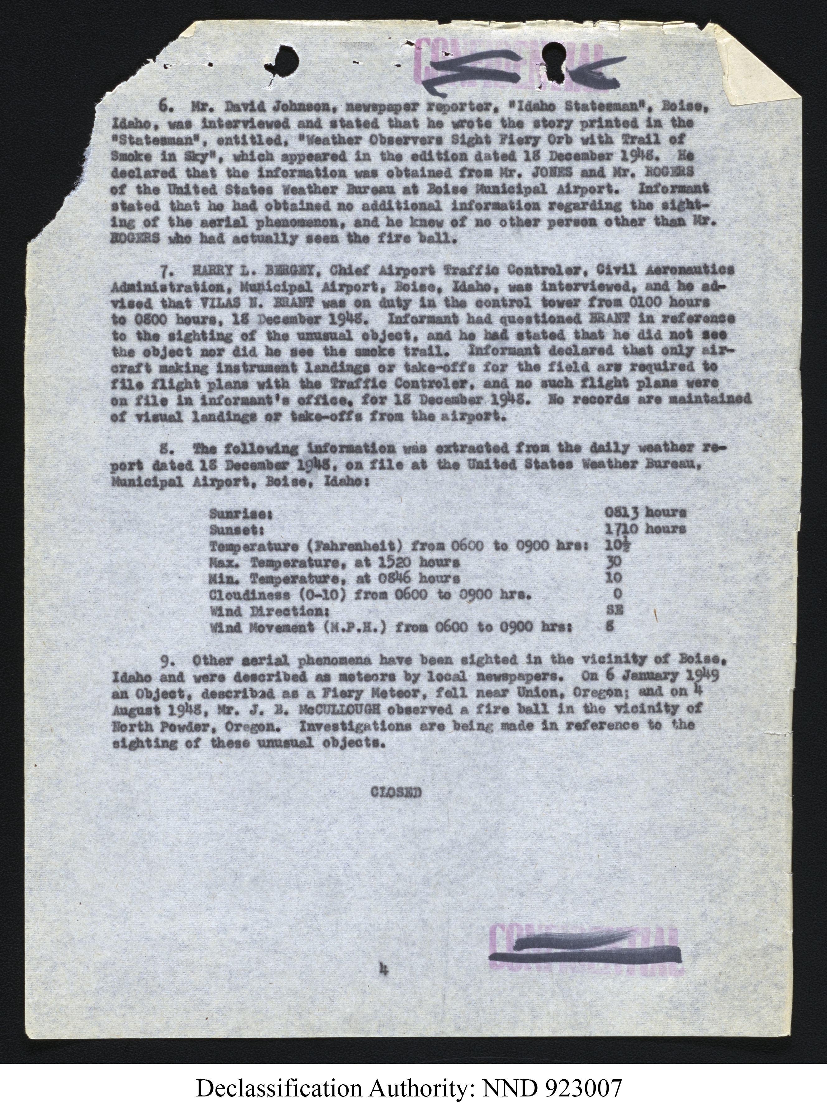 Doctor Edward Condon, University of Colorado Physicist Studying Unidentified Flying Objects