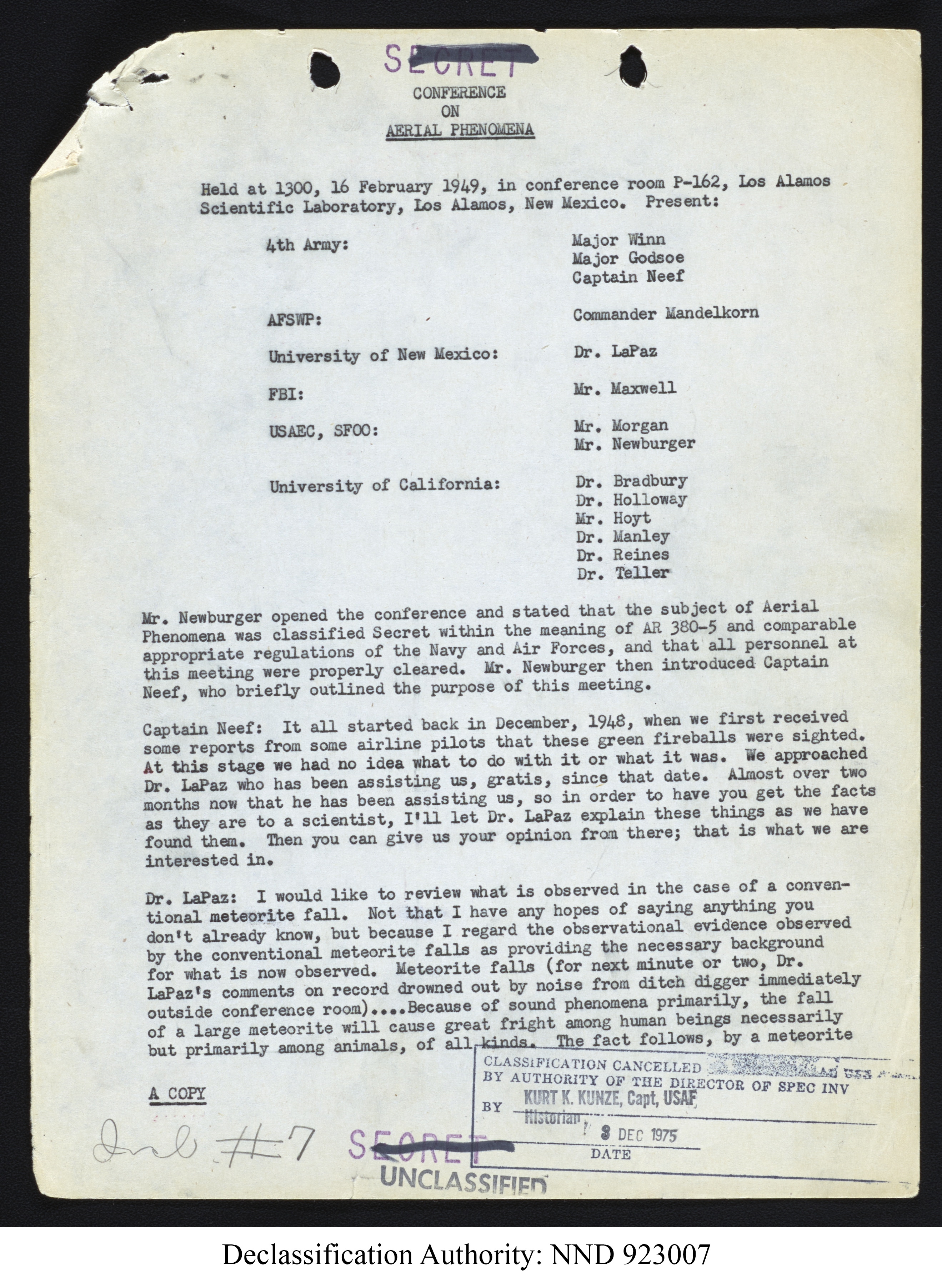 Doctor Edward Condon, University of Colorado Physicist Studying Unidentified Flying Objects