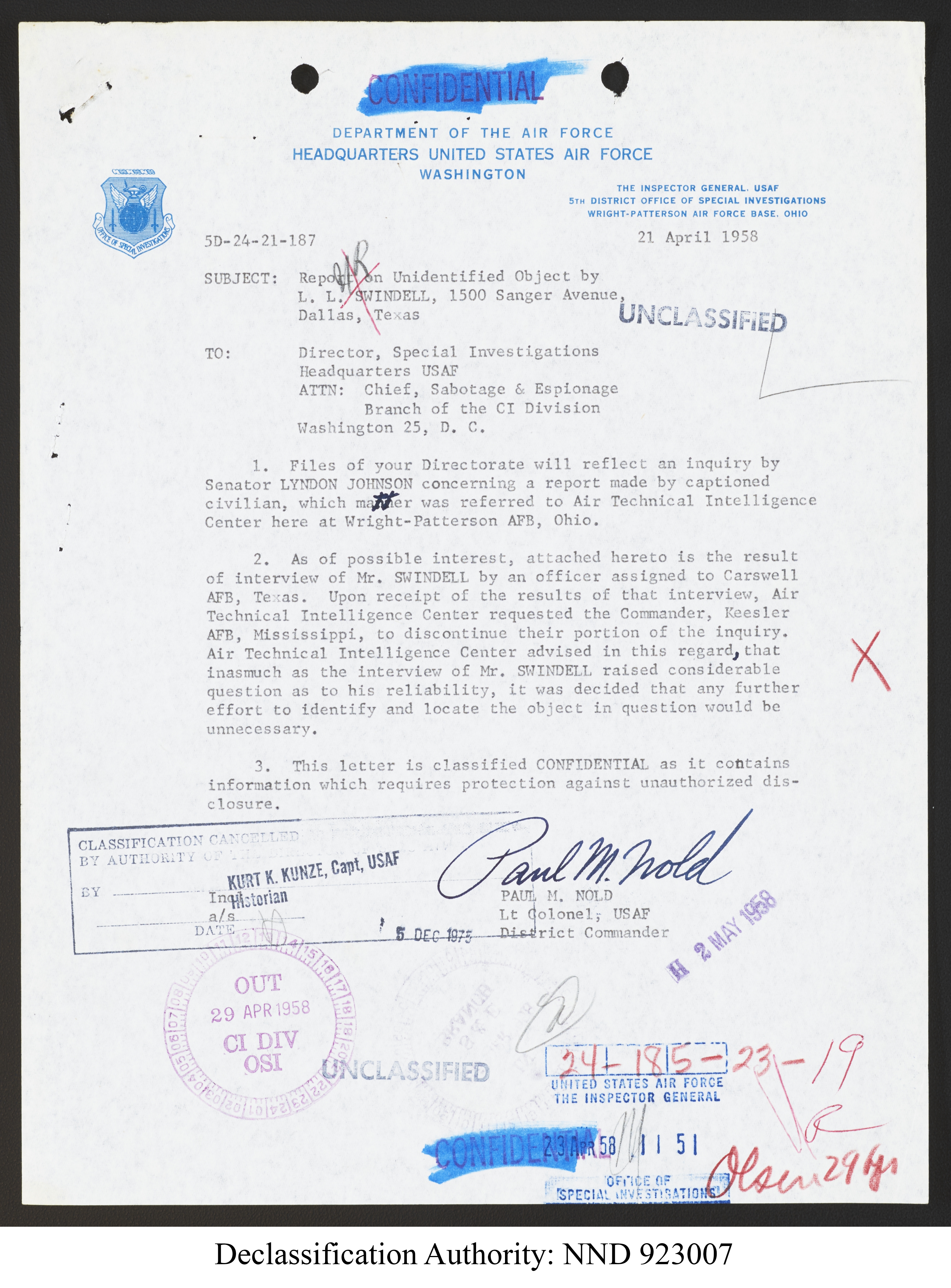 Doctor Edward Condon, University of Colorado Physicist Studying Unidentified Flying Objects