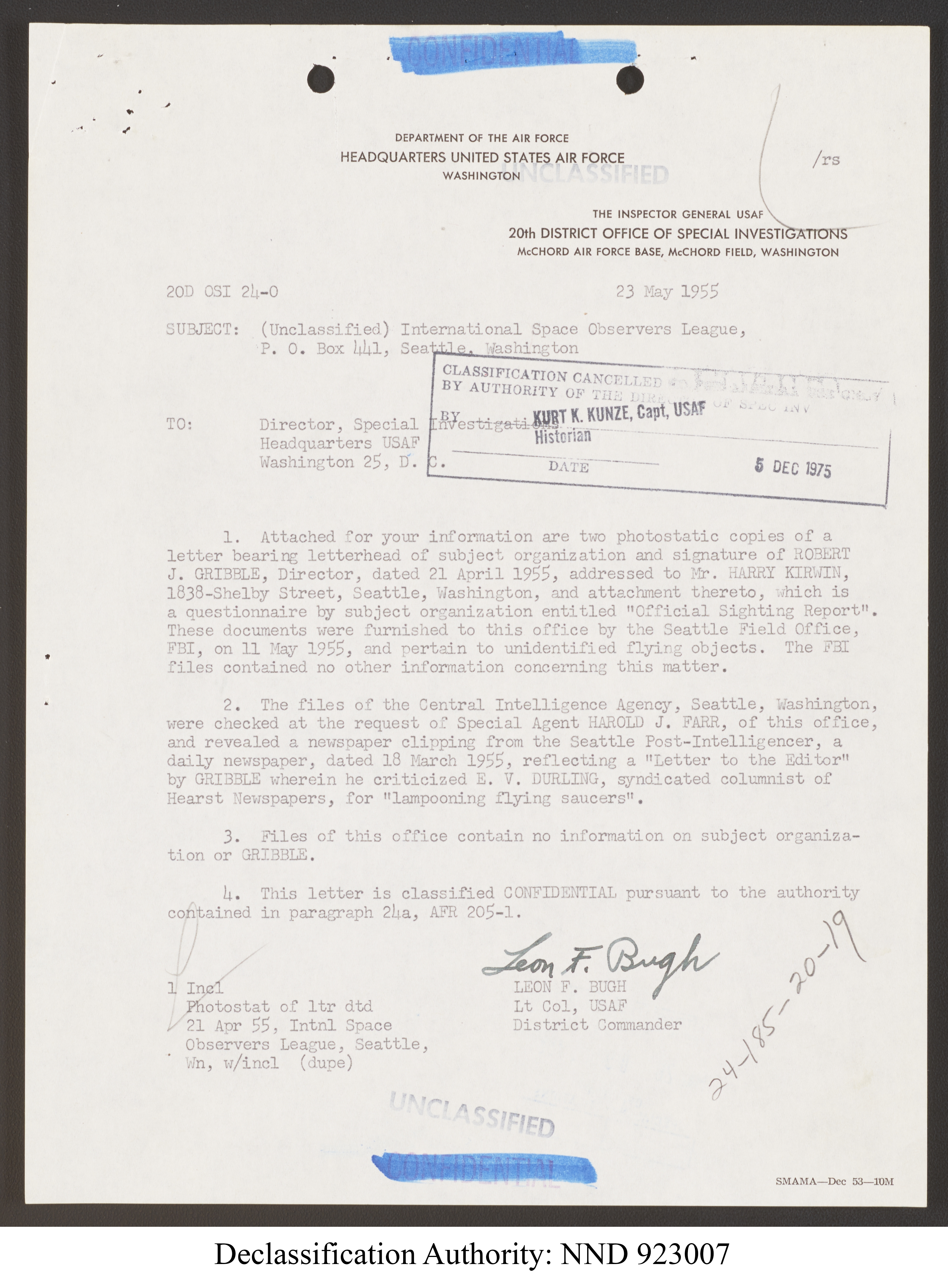 Doctor Edward Condon, University of Colorado Physicist Studying Unidentified Flying Objects