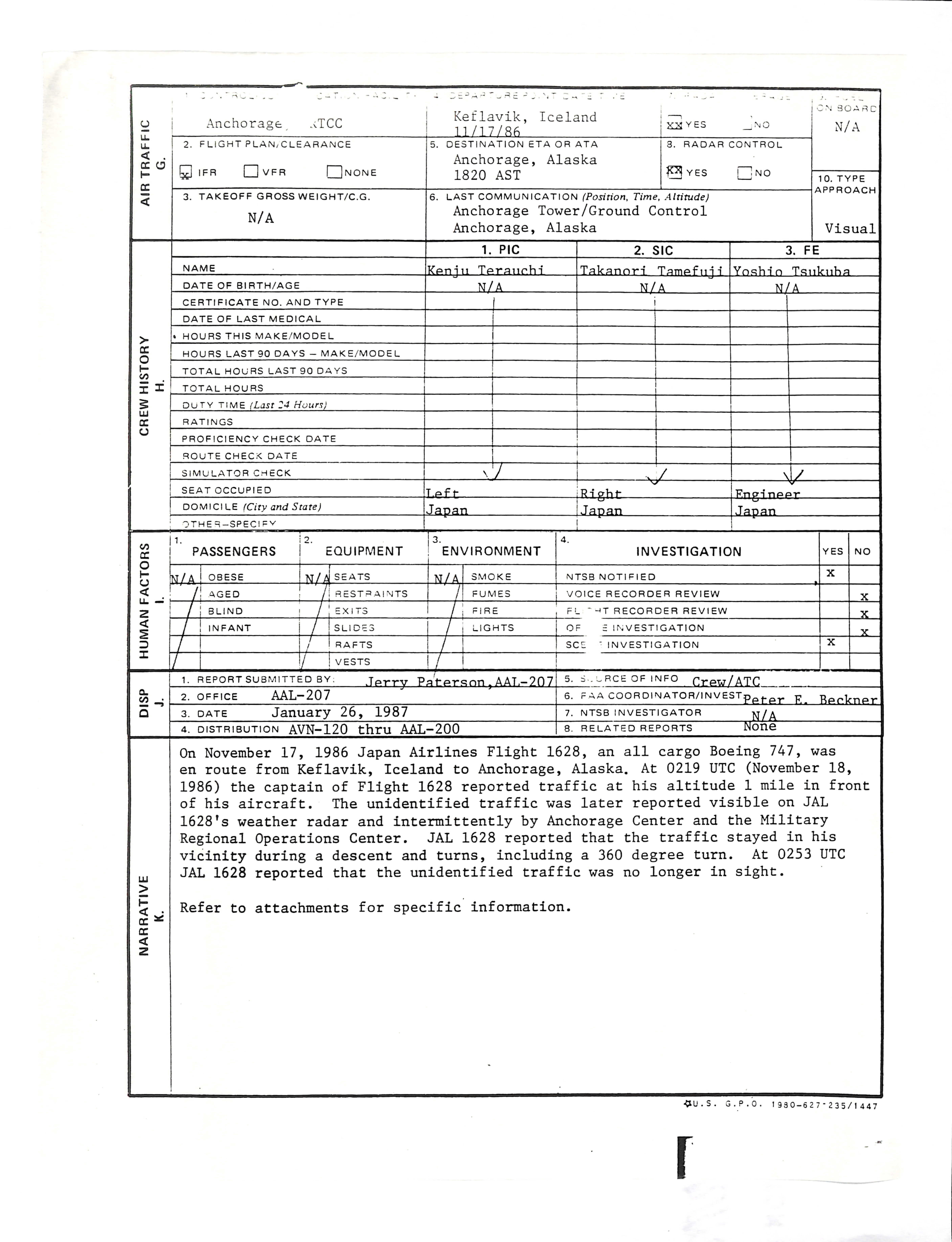 Information Releases Relating to Unidentified Flying Object
