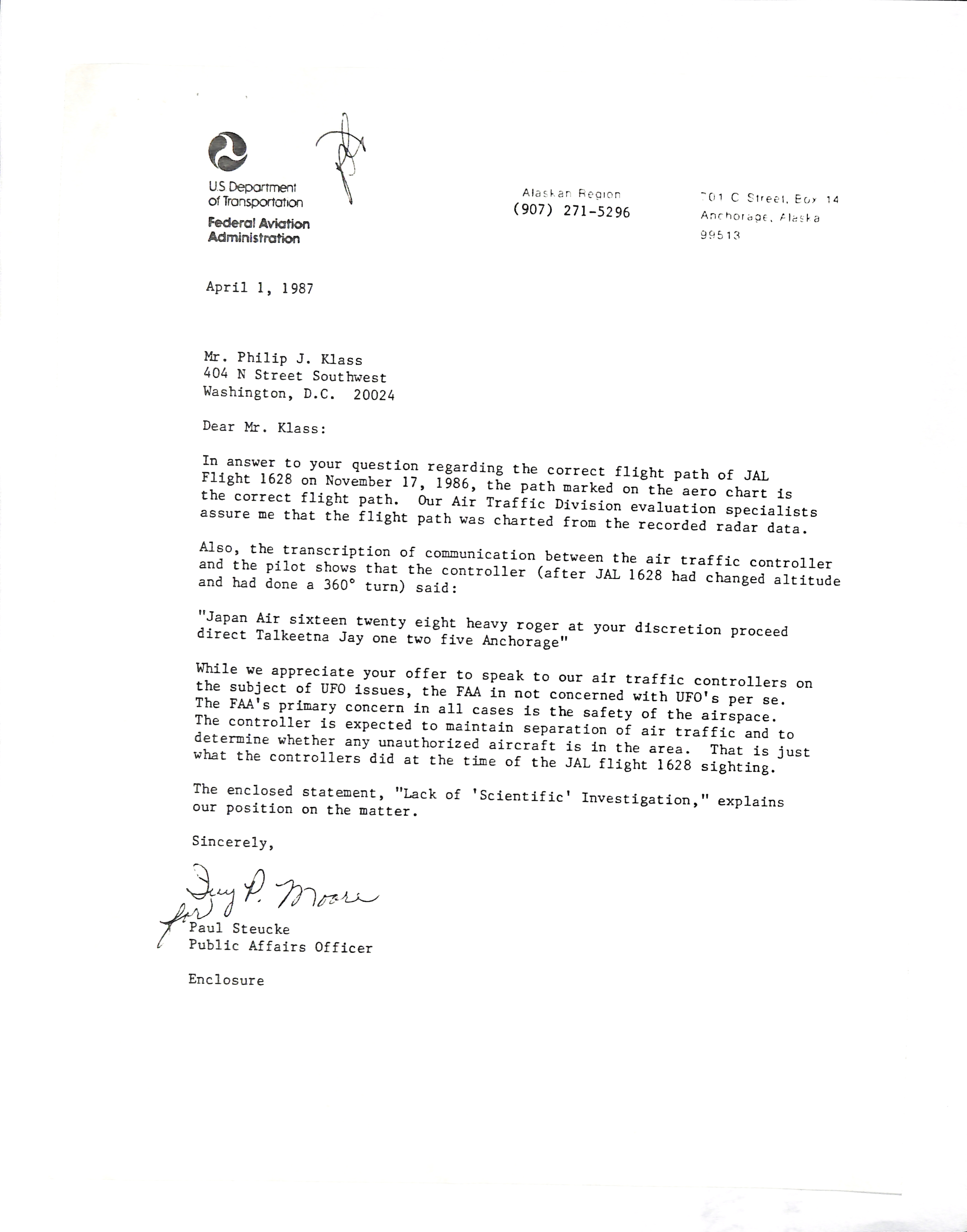 Information Releases Relating to Unidentified Flying Object