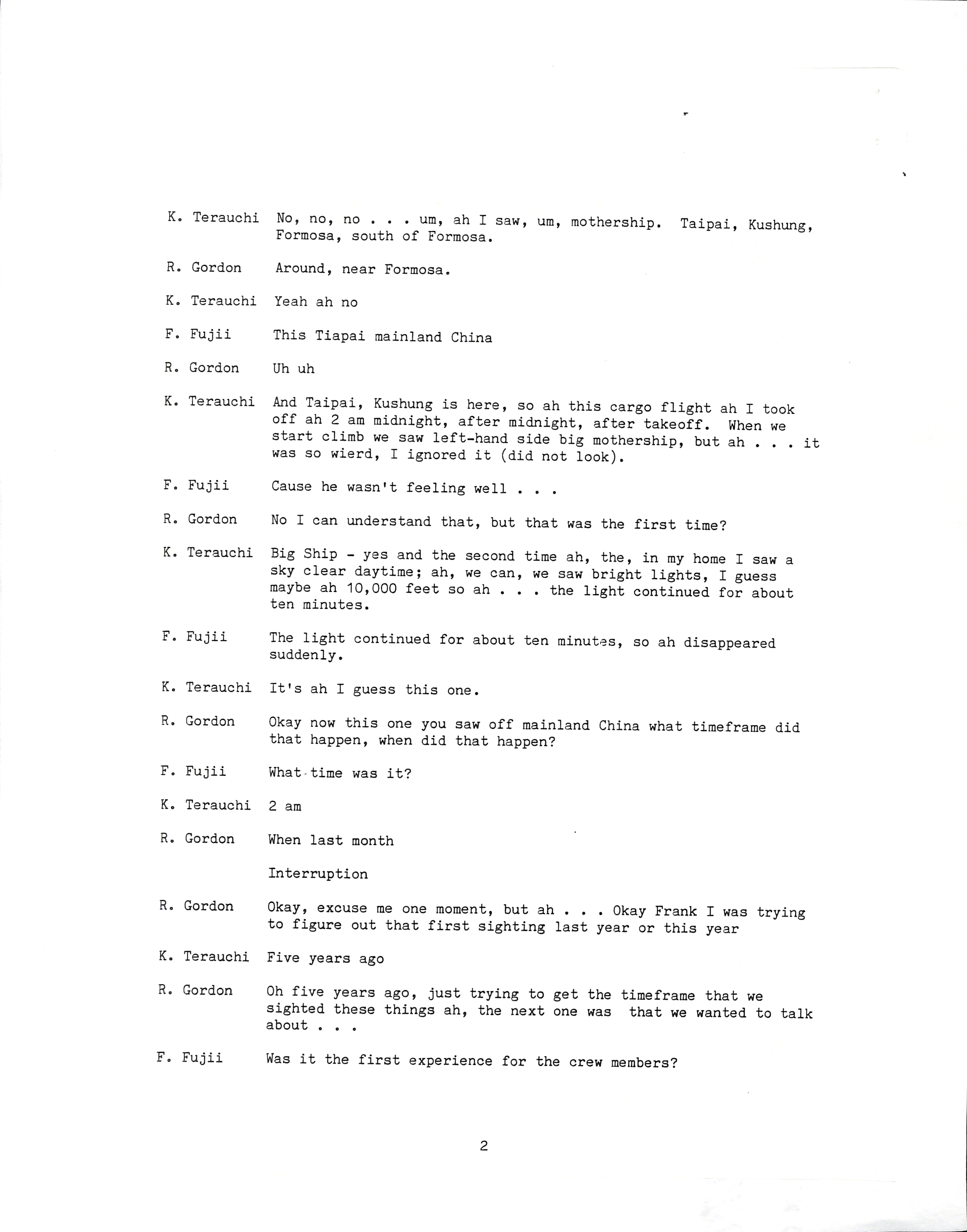 Information Releases Relating to Unidentified Flying Object