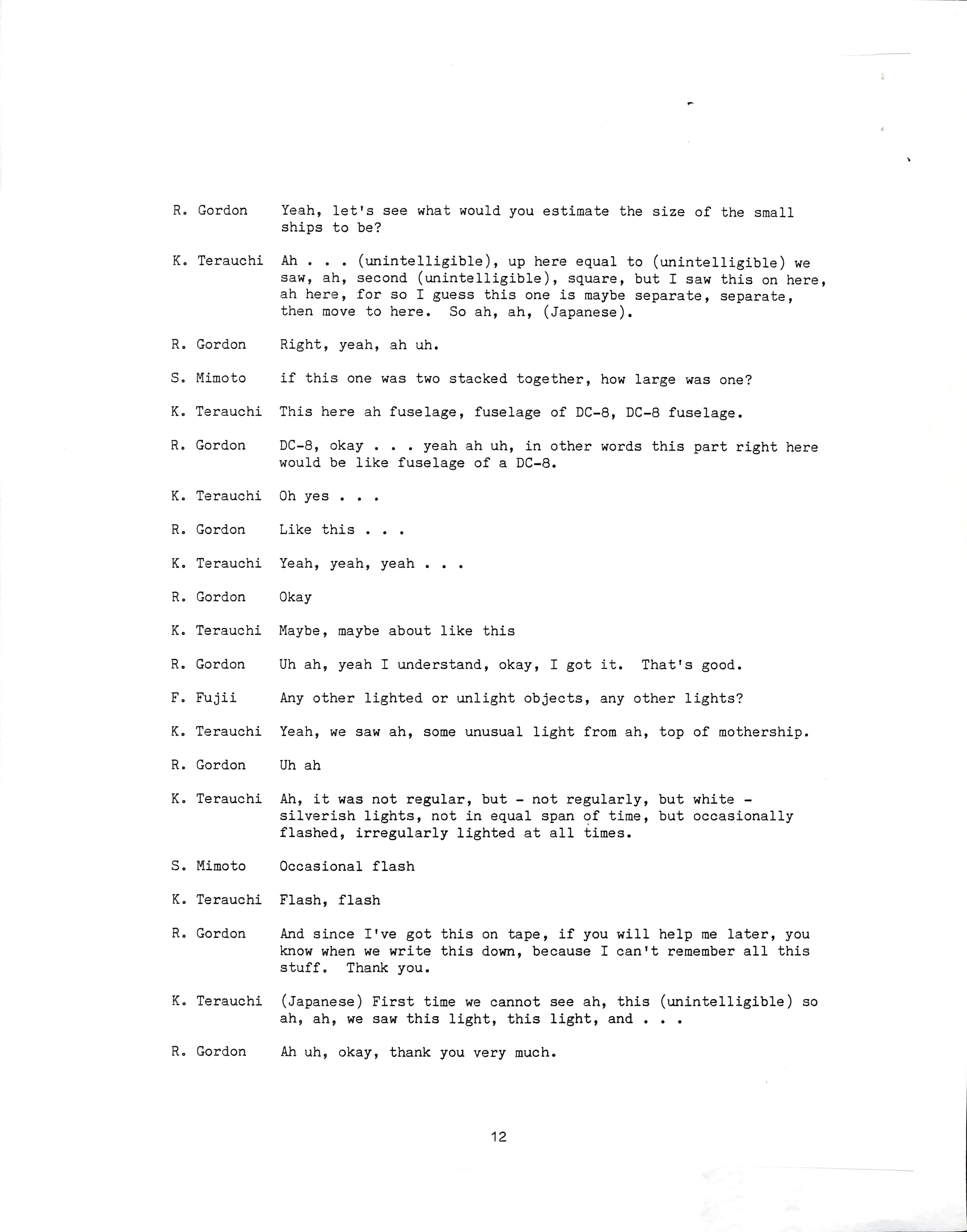 Information Releases Relating to Unidentified Flying Object