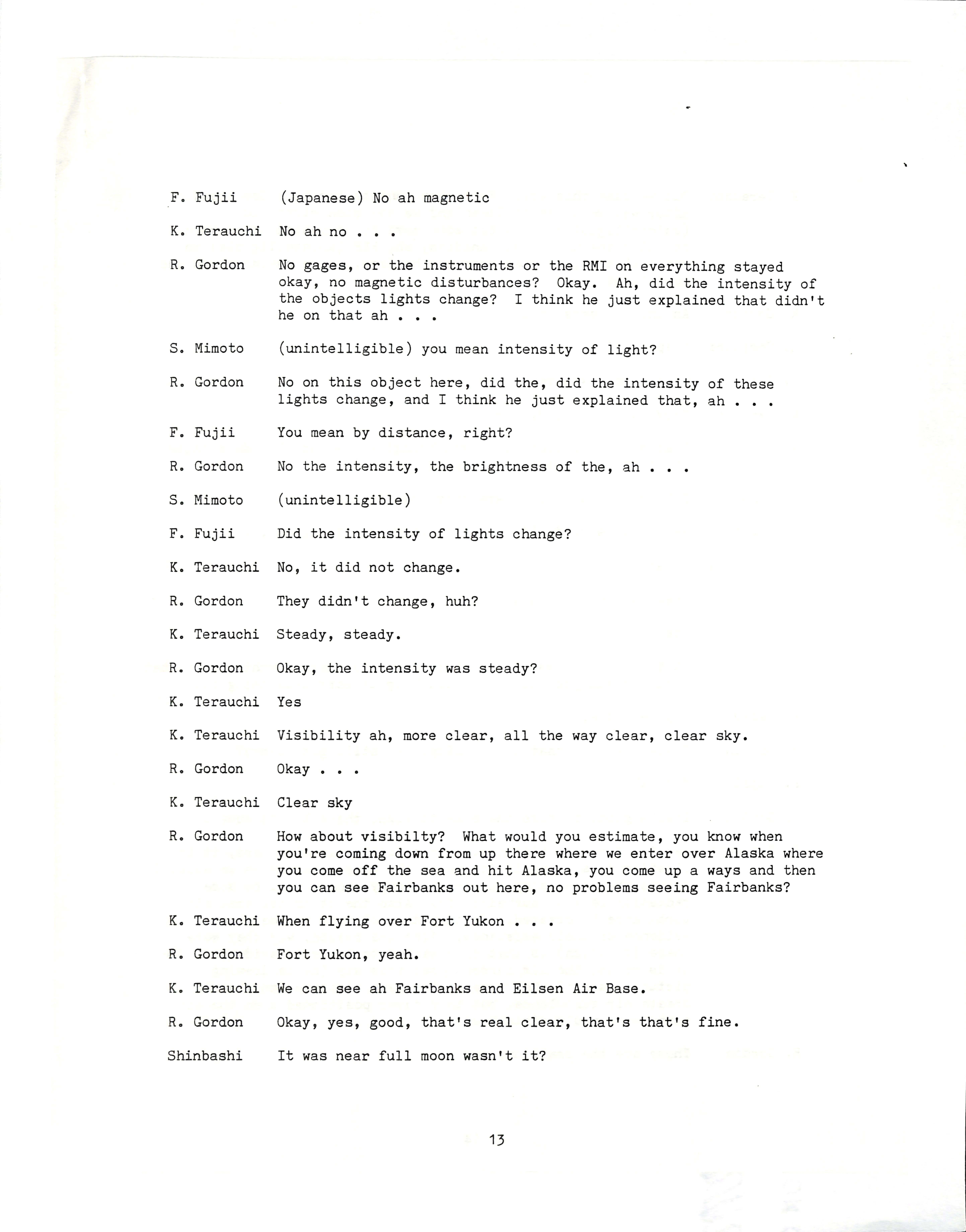 Information Releases Relating to Unidentified Flying Object