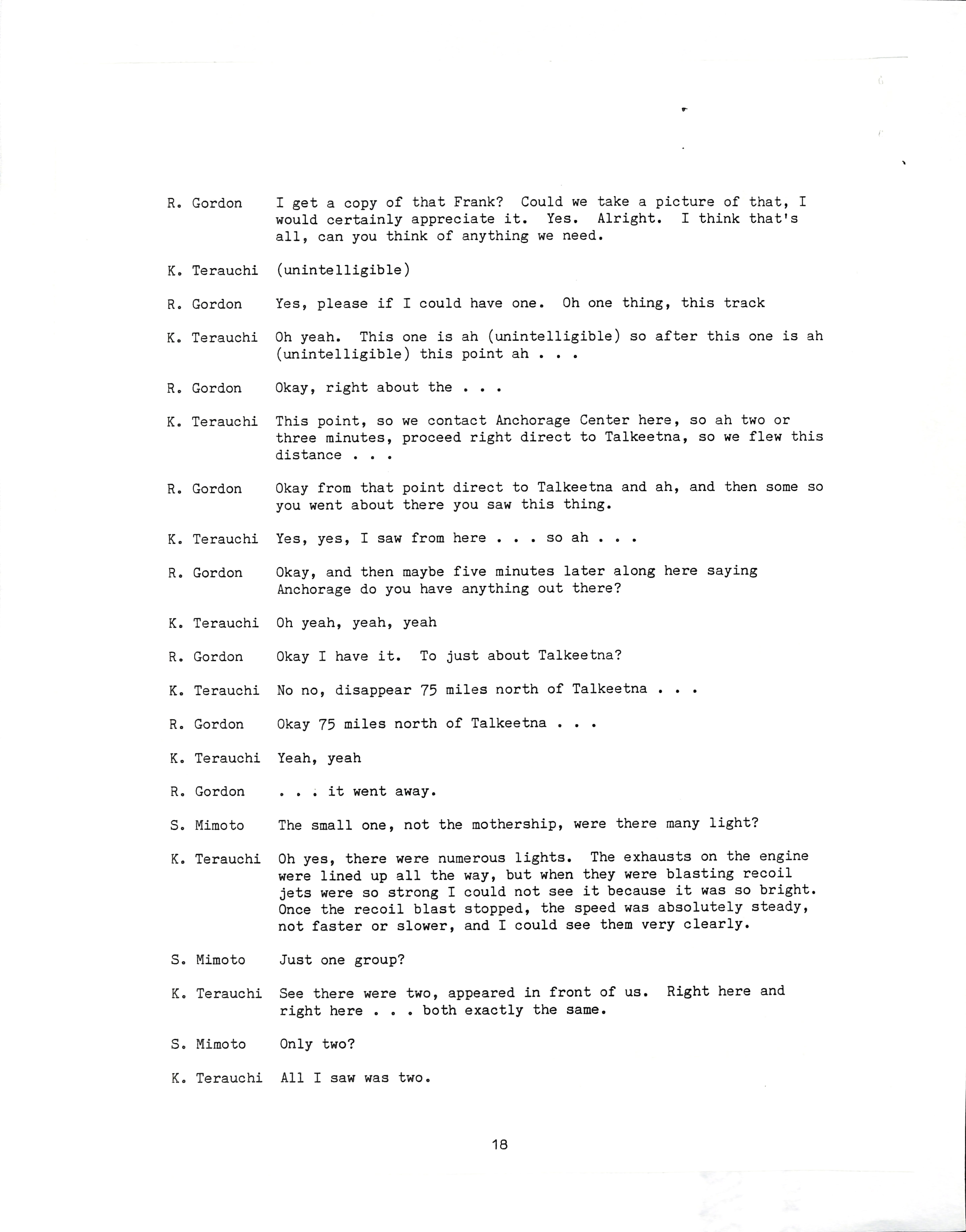Information Releases Relating to Unidentified Flying Object