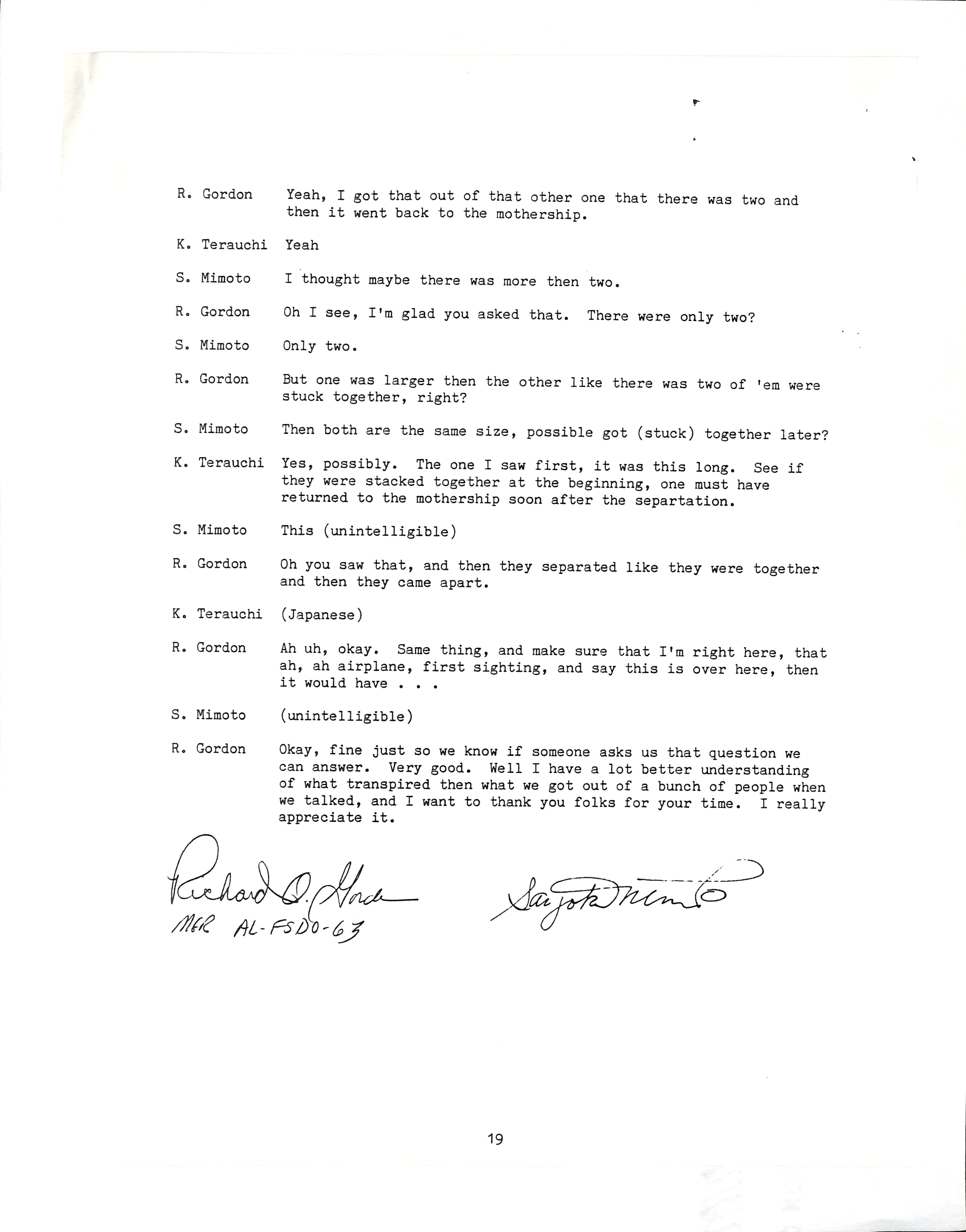 Information Releases Relating to Unidentified Flying Object