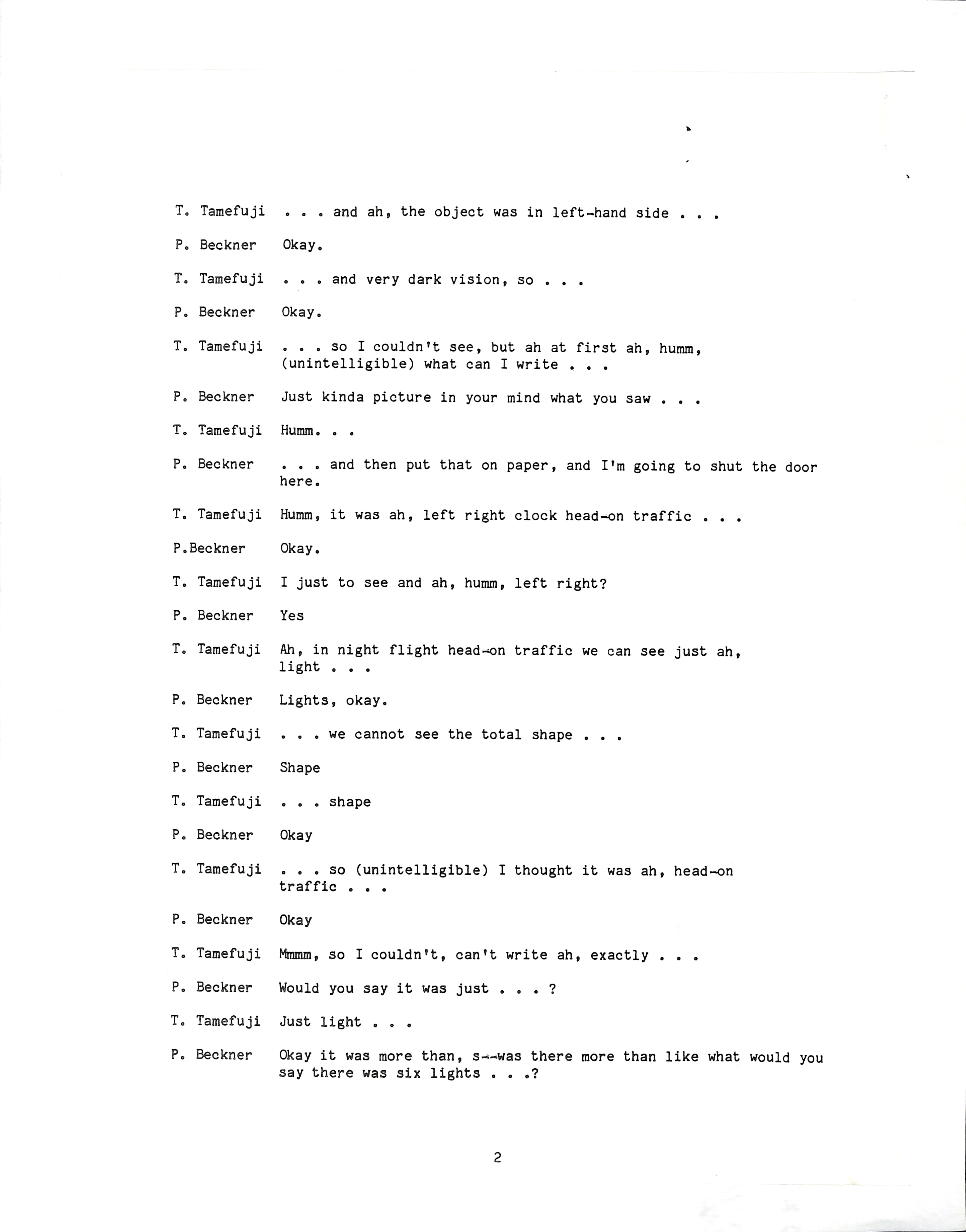 Information Releases Relating to Unidentified Flying Object