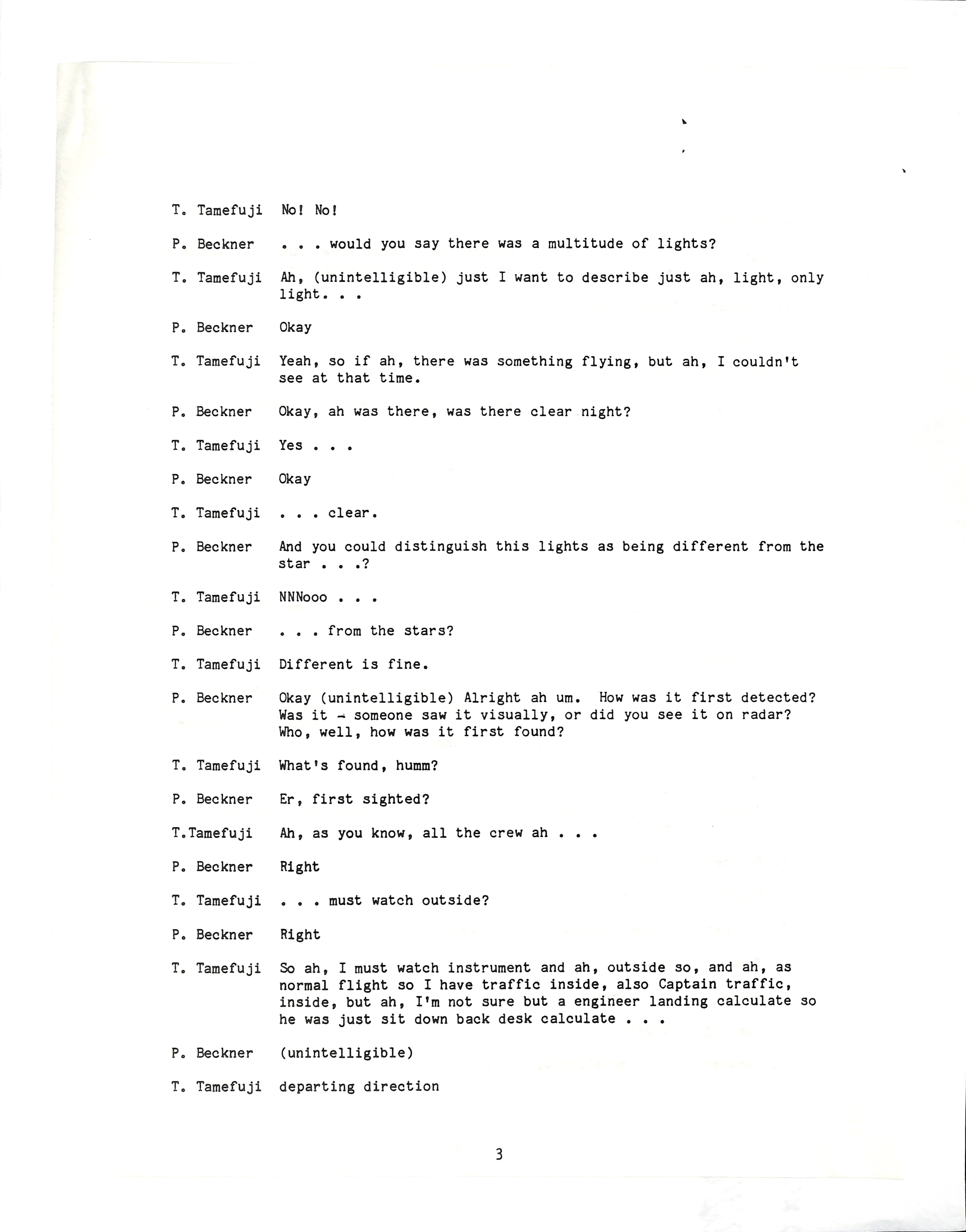 Information Releases Relating to Unidentified Flying Object