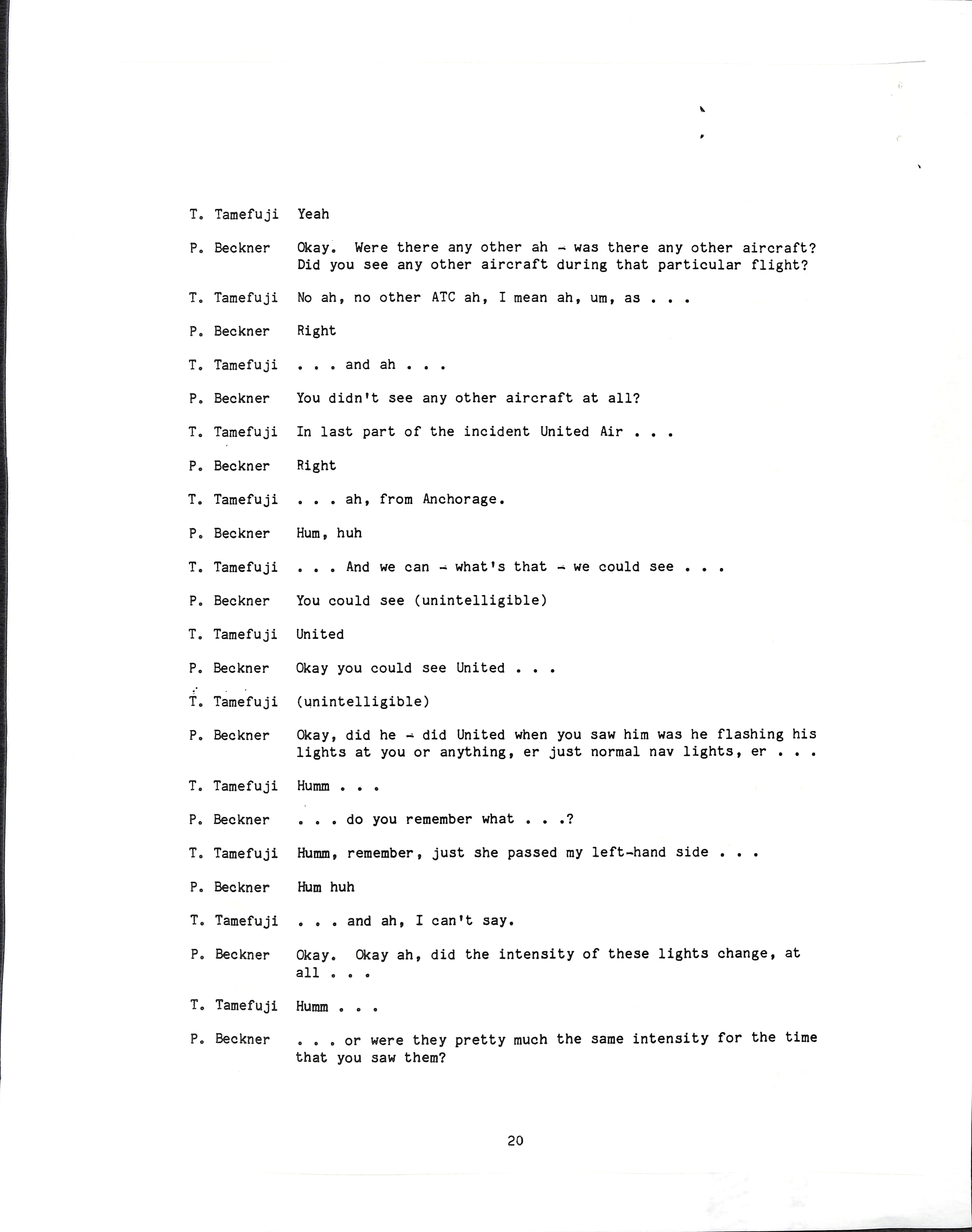 Information Releases Relating to Unidentified Flying Object