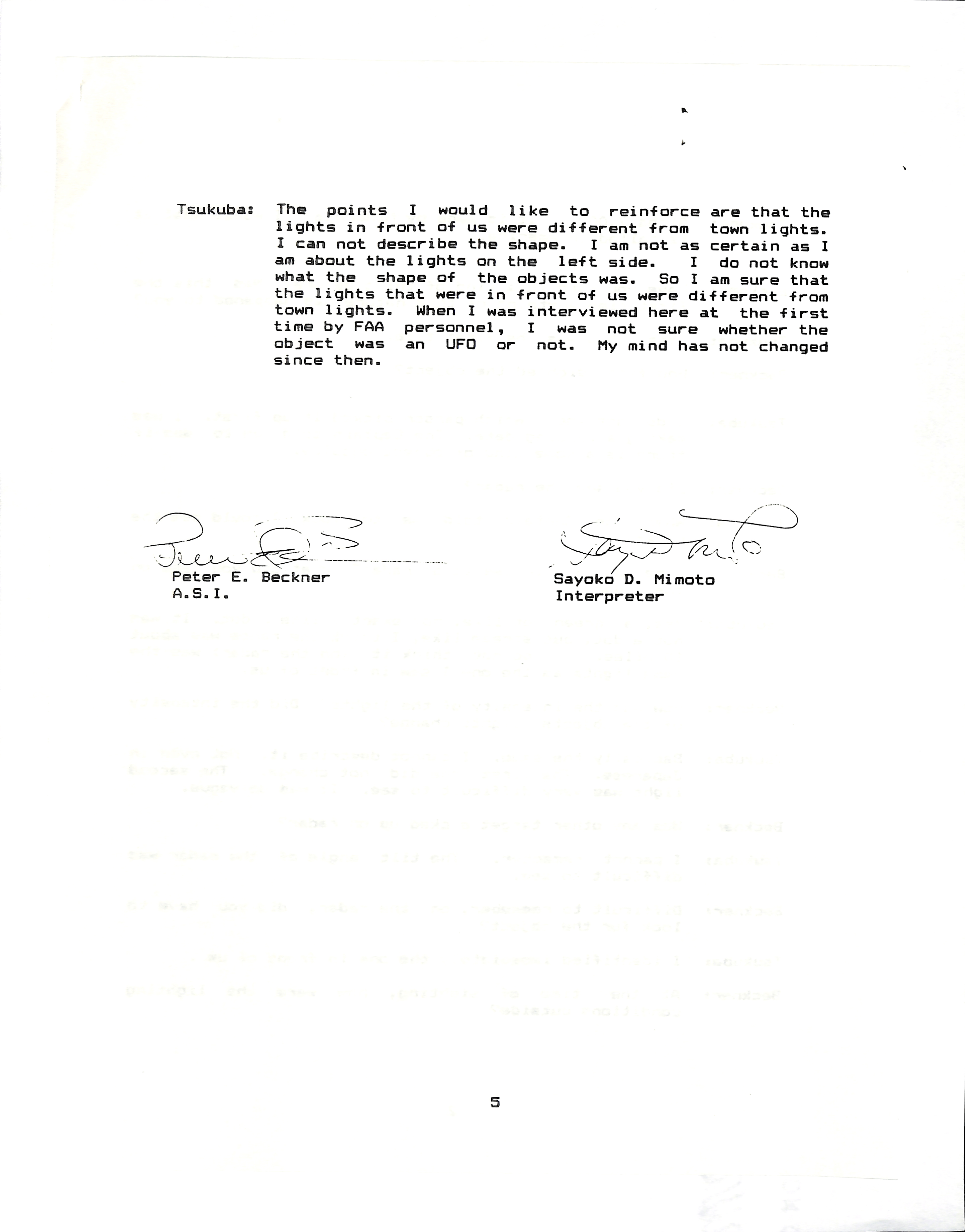 Information Releases Relating to Unidentified Flying Object