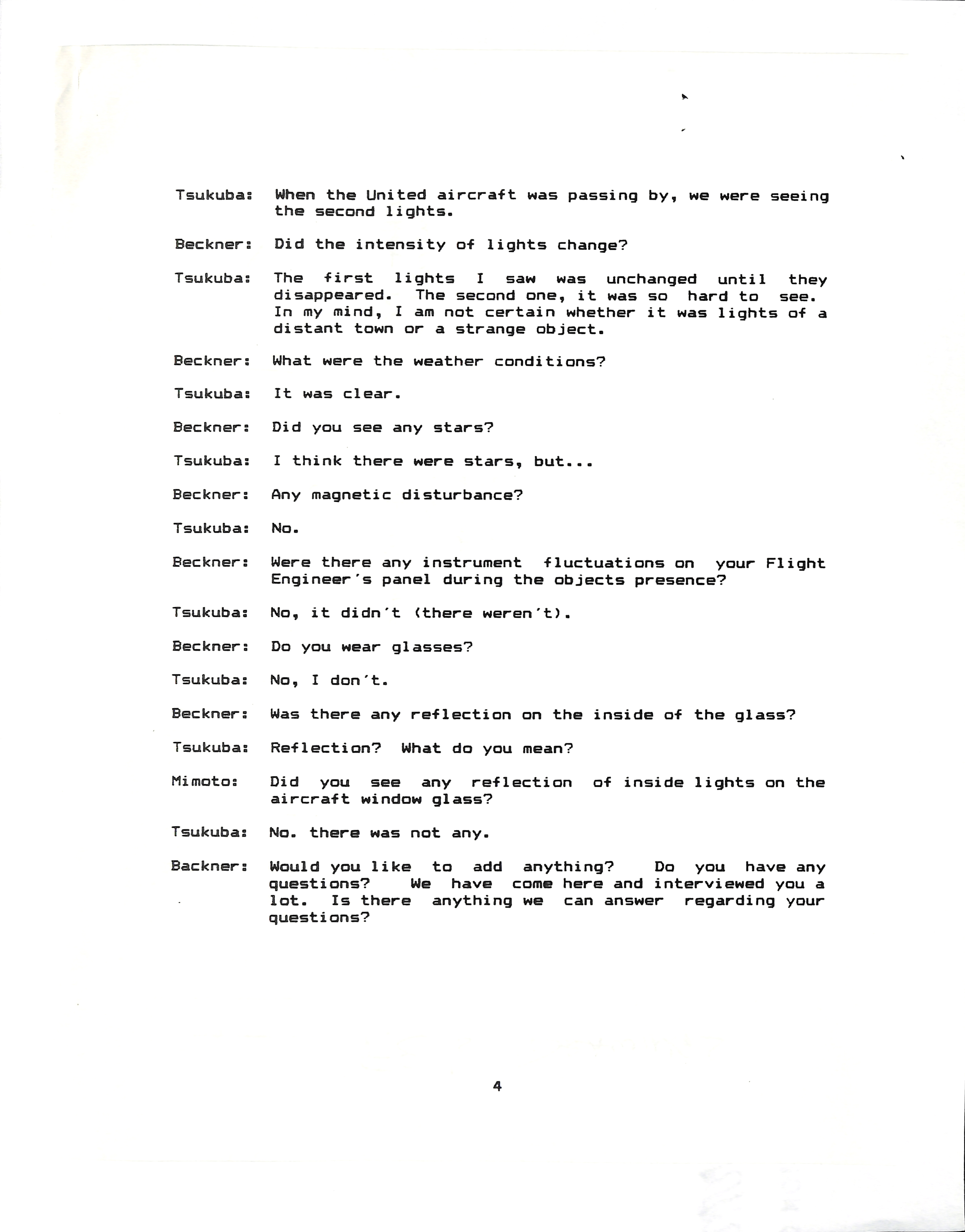 Information Releases Relating to Unidentified Flying Object