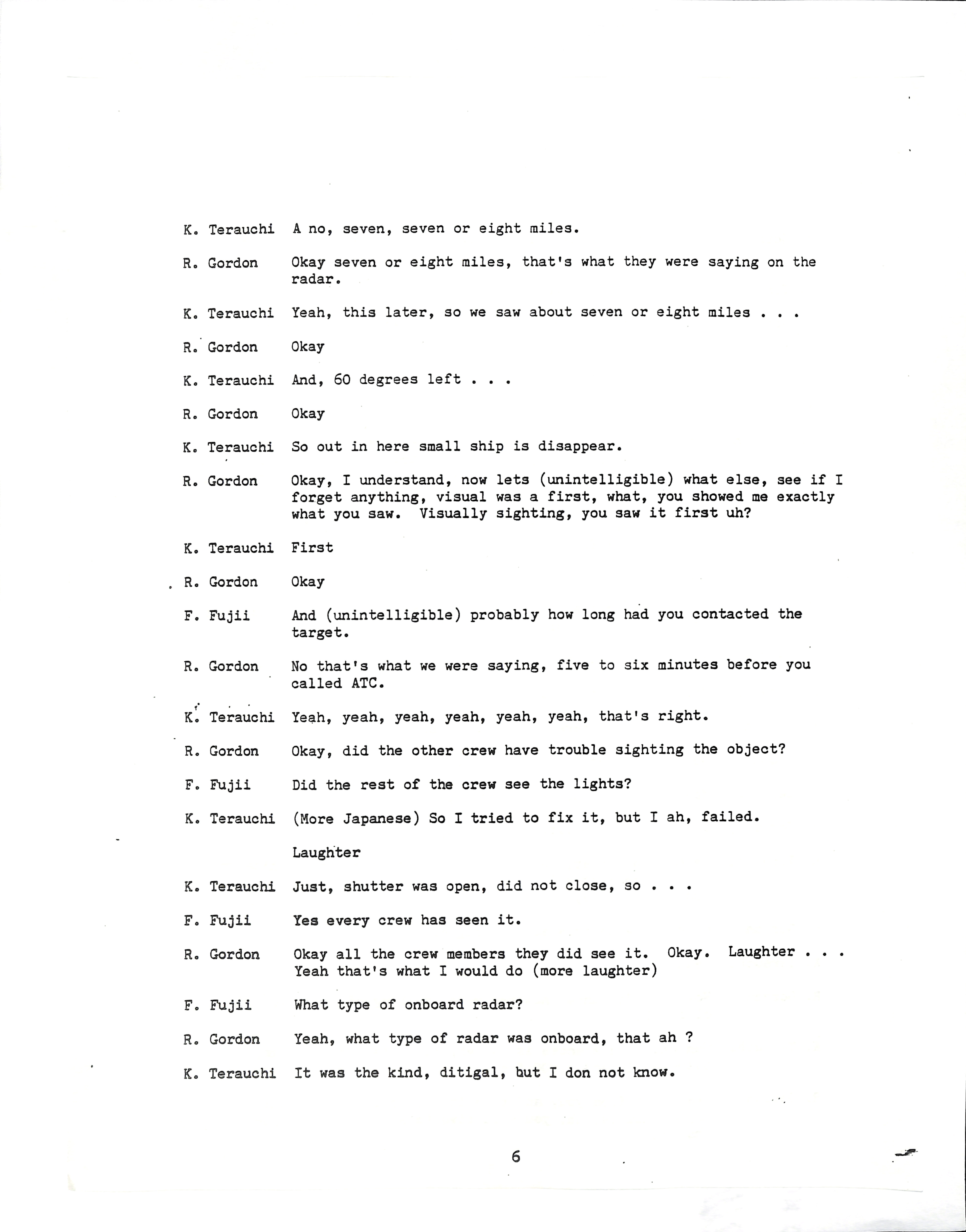 Information Releases Relating to Unidentified Flying Object