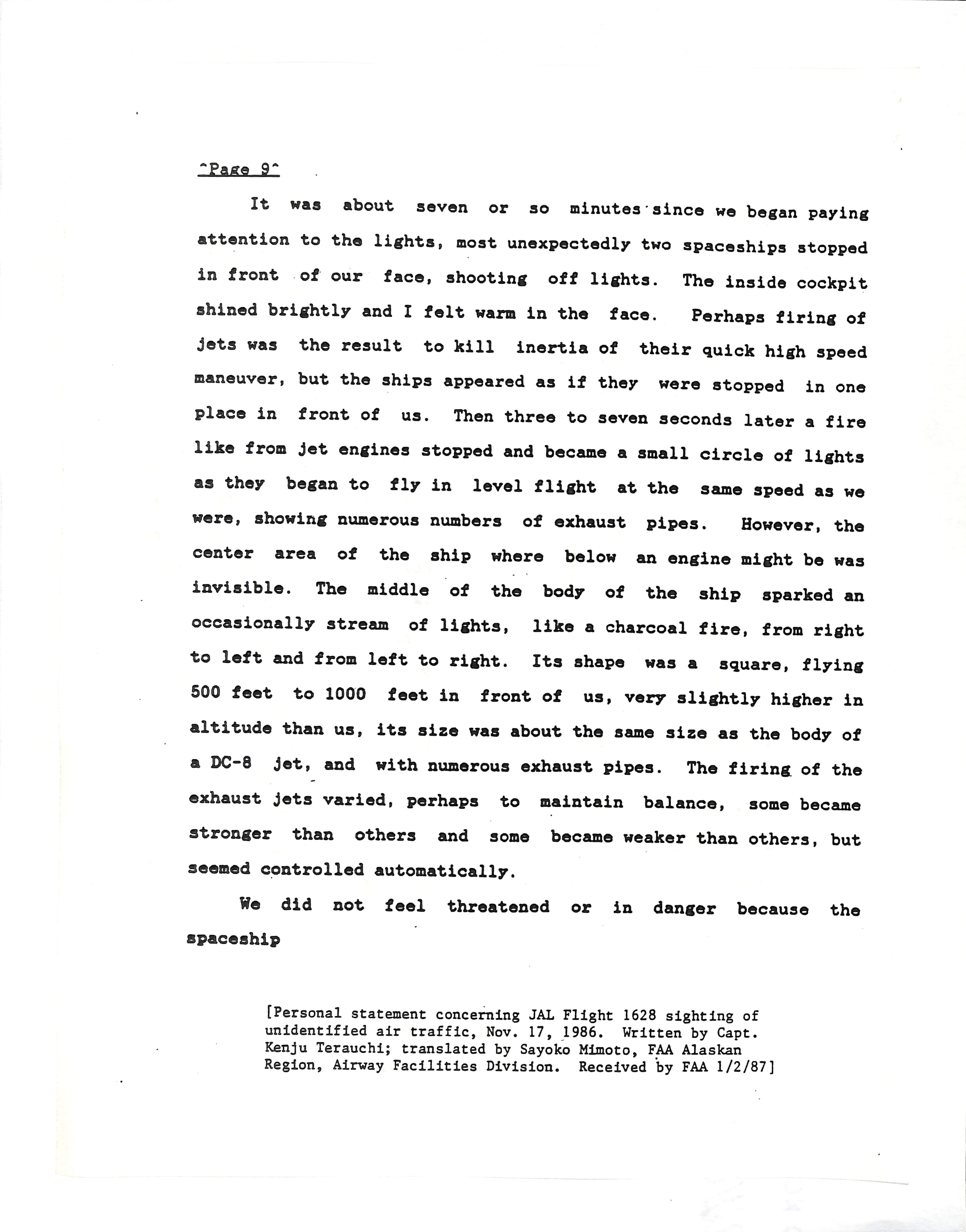 Information Releases Relating to Unidentified Flying Object