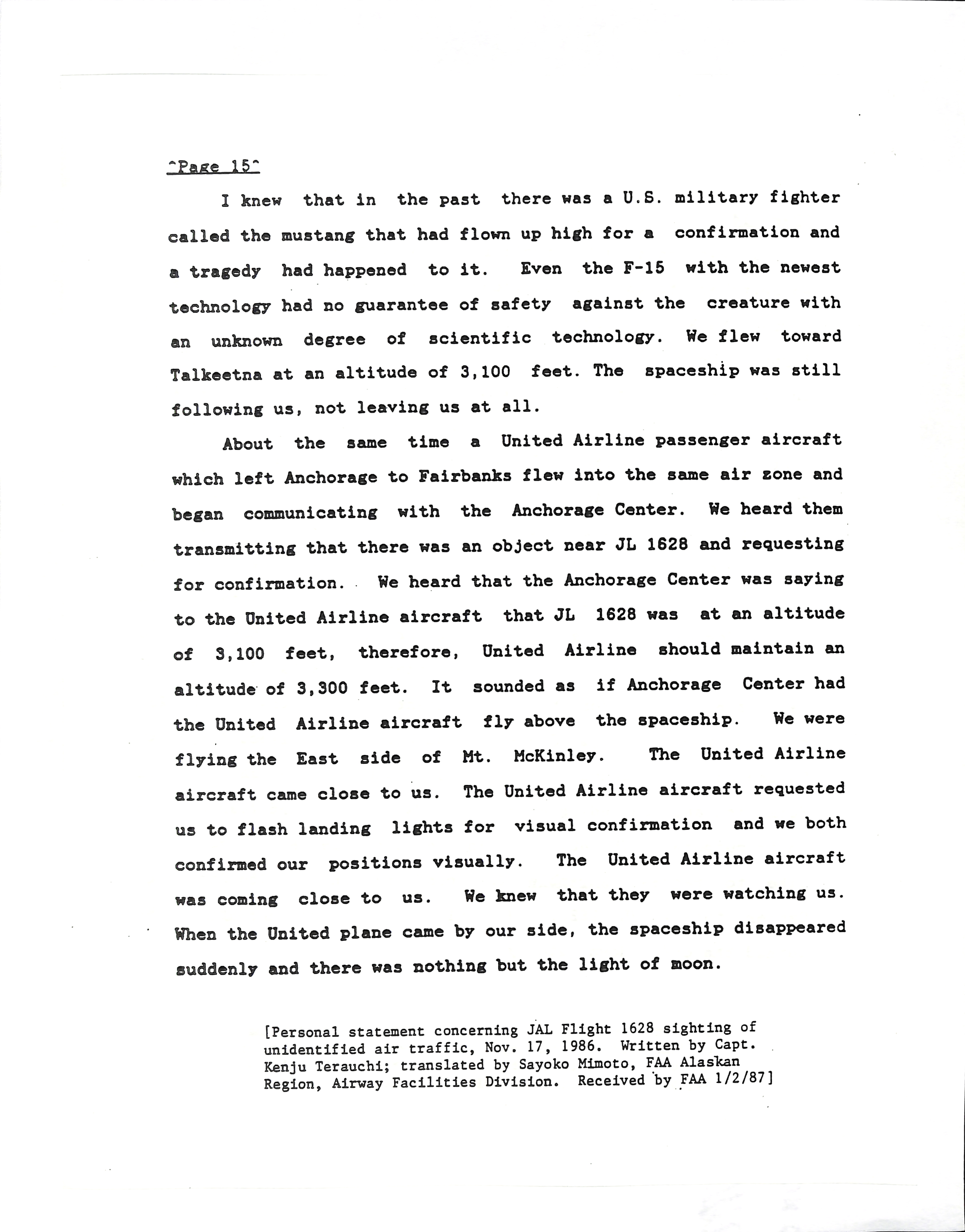 Information Releases Relating to Unidentified Flying Object
