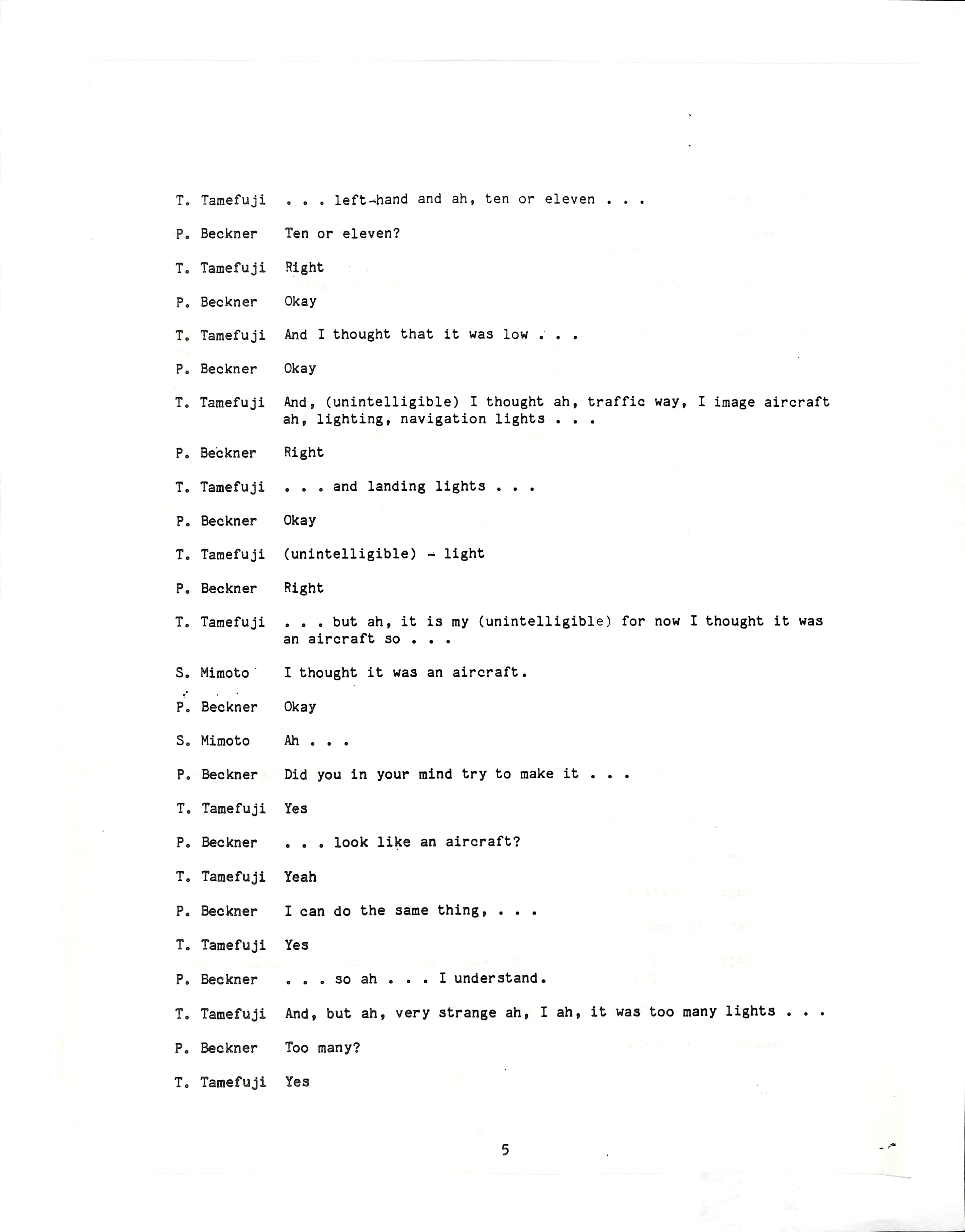 Information Releases Relating to Unidentified Flying Object