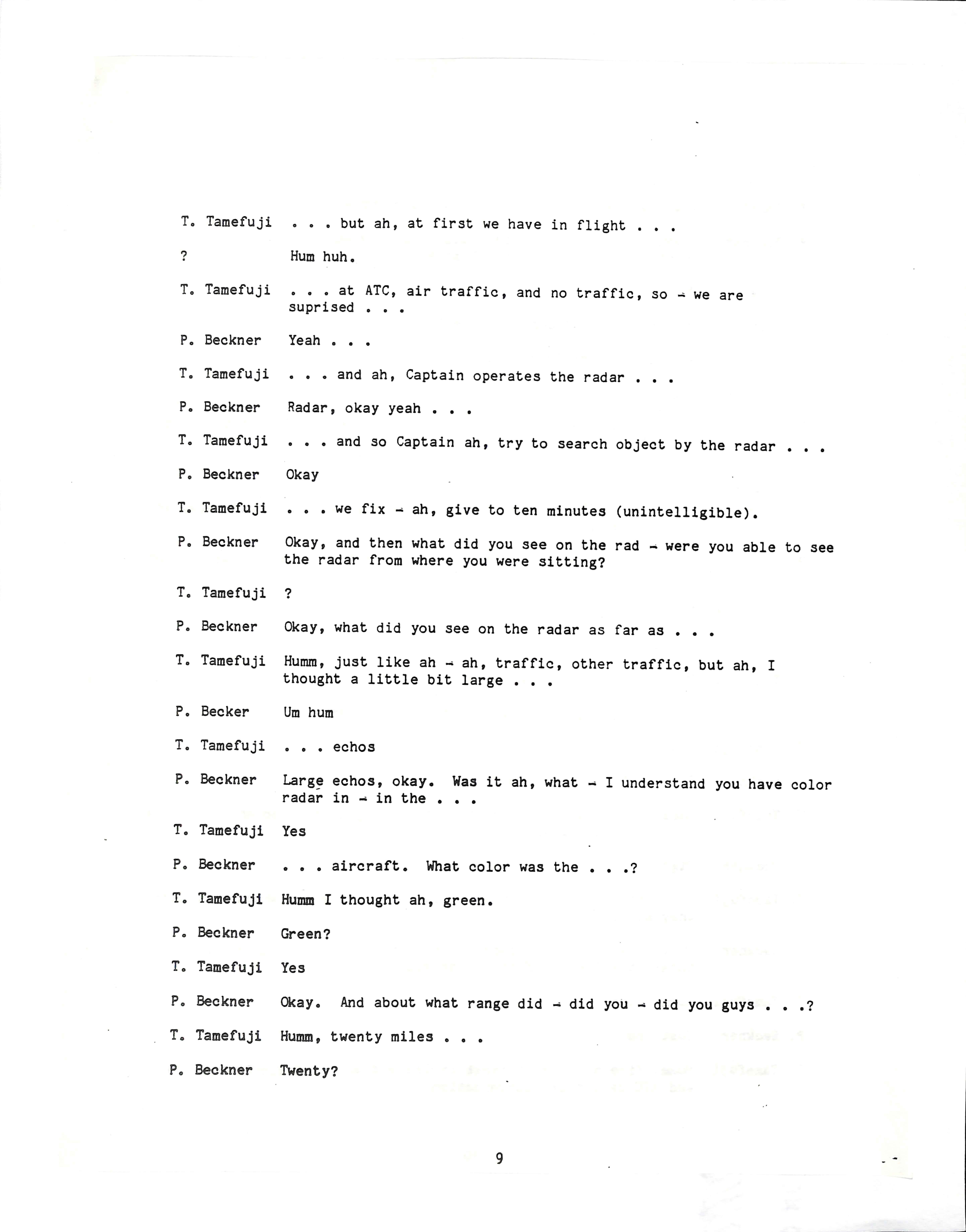 Information Releases Relating to Unidentified Flying Object