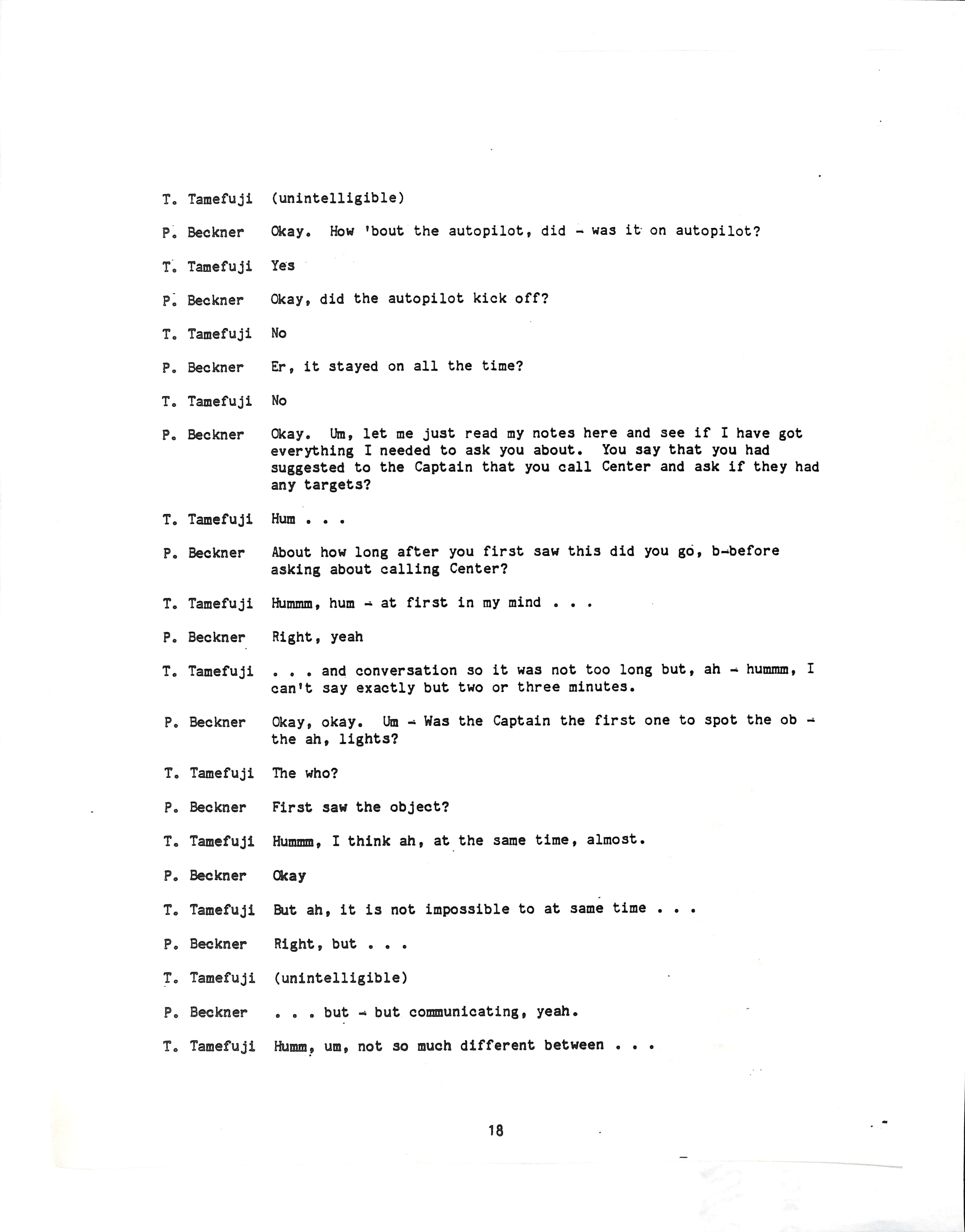 Information Releases Relating to Unidentified Flying Object