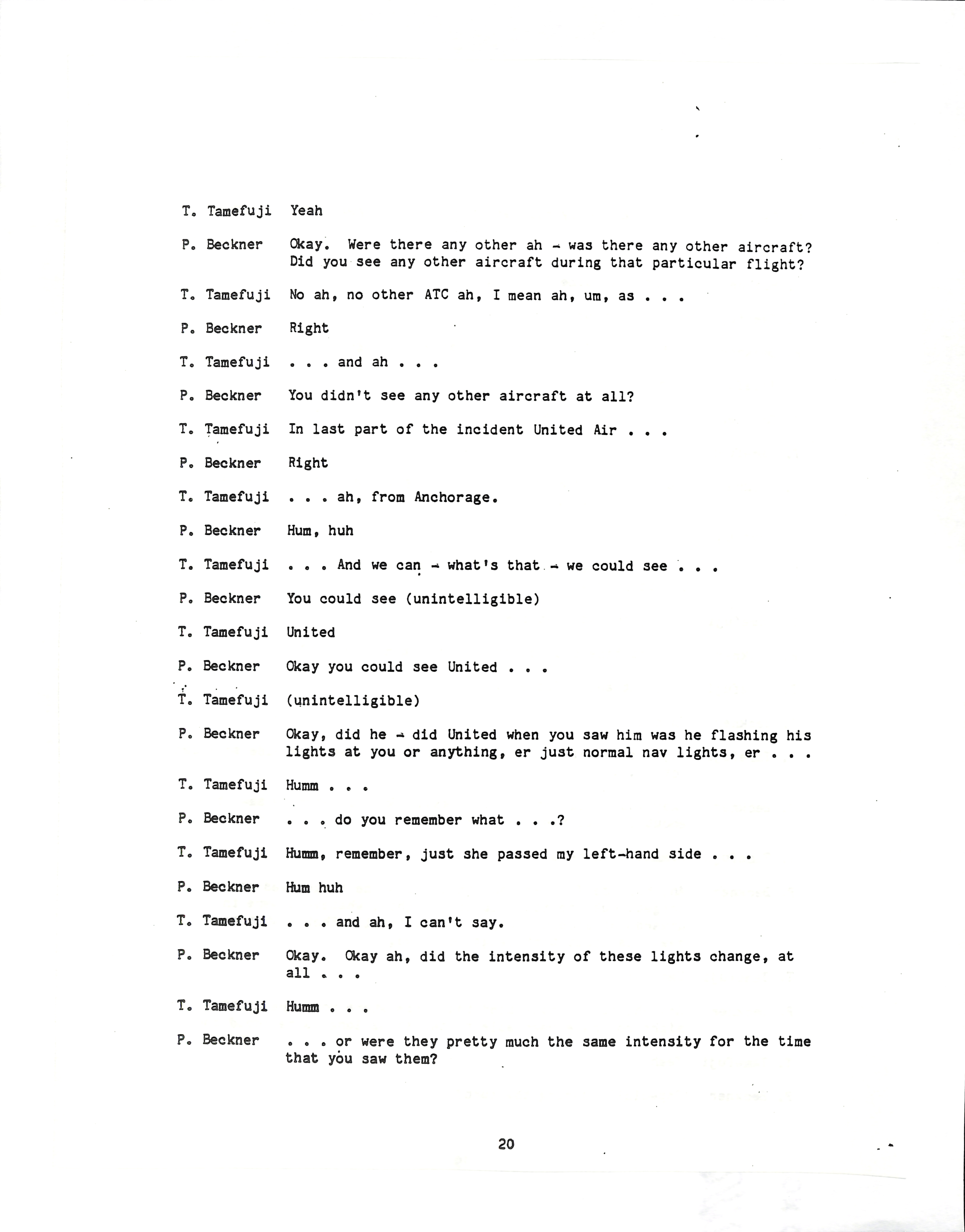 Information Releases Relating to Unidentified Flying Object