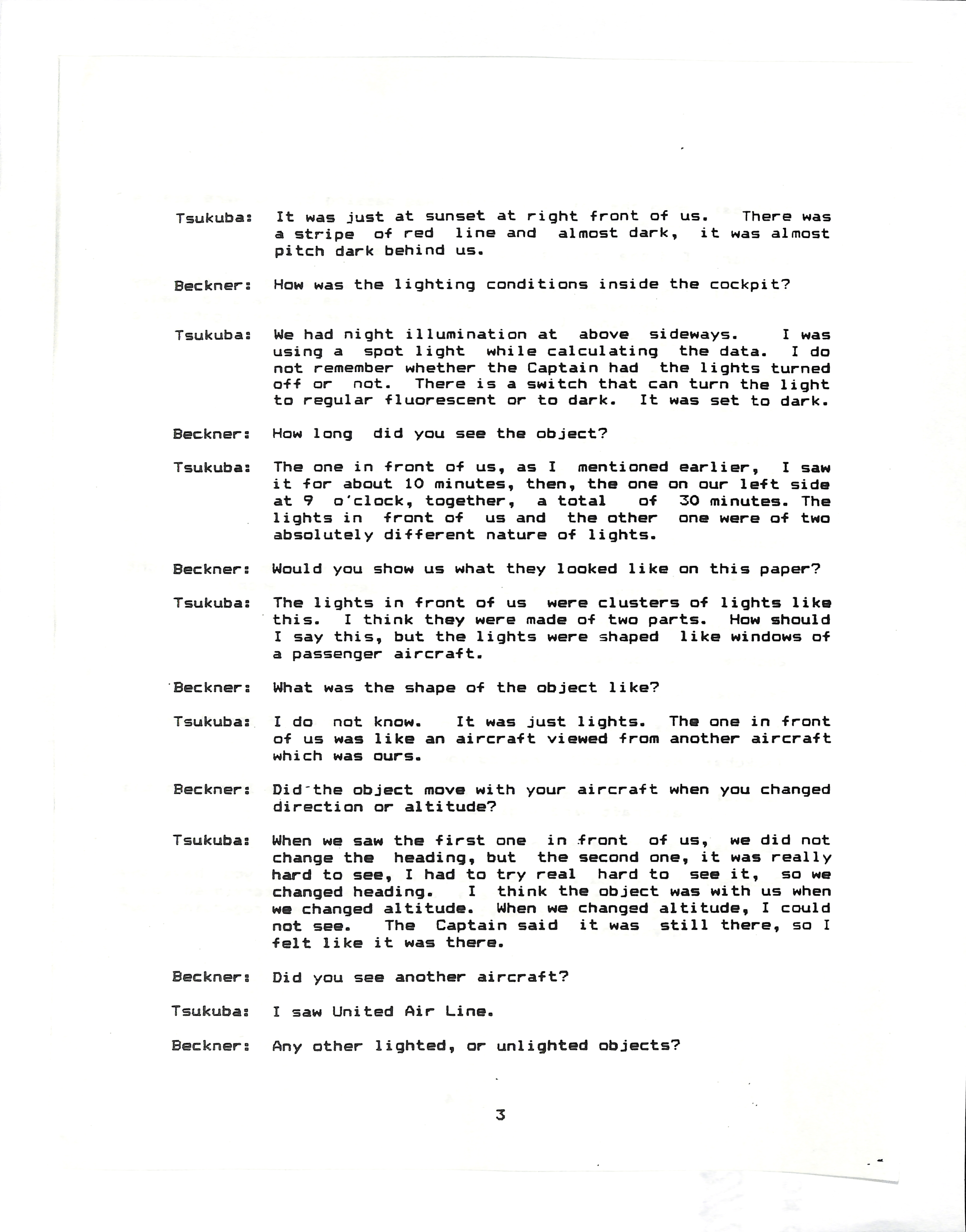 Information Releases Relating to Unidentified Flying Object