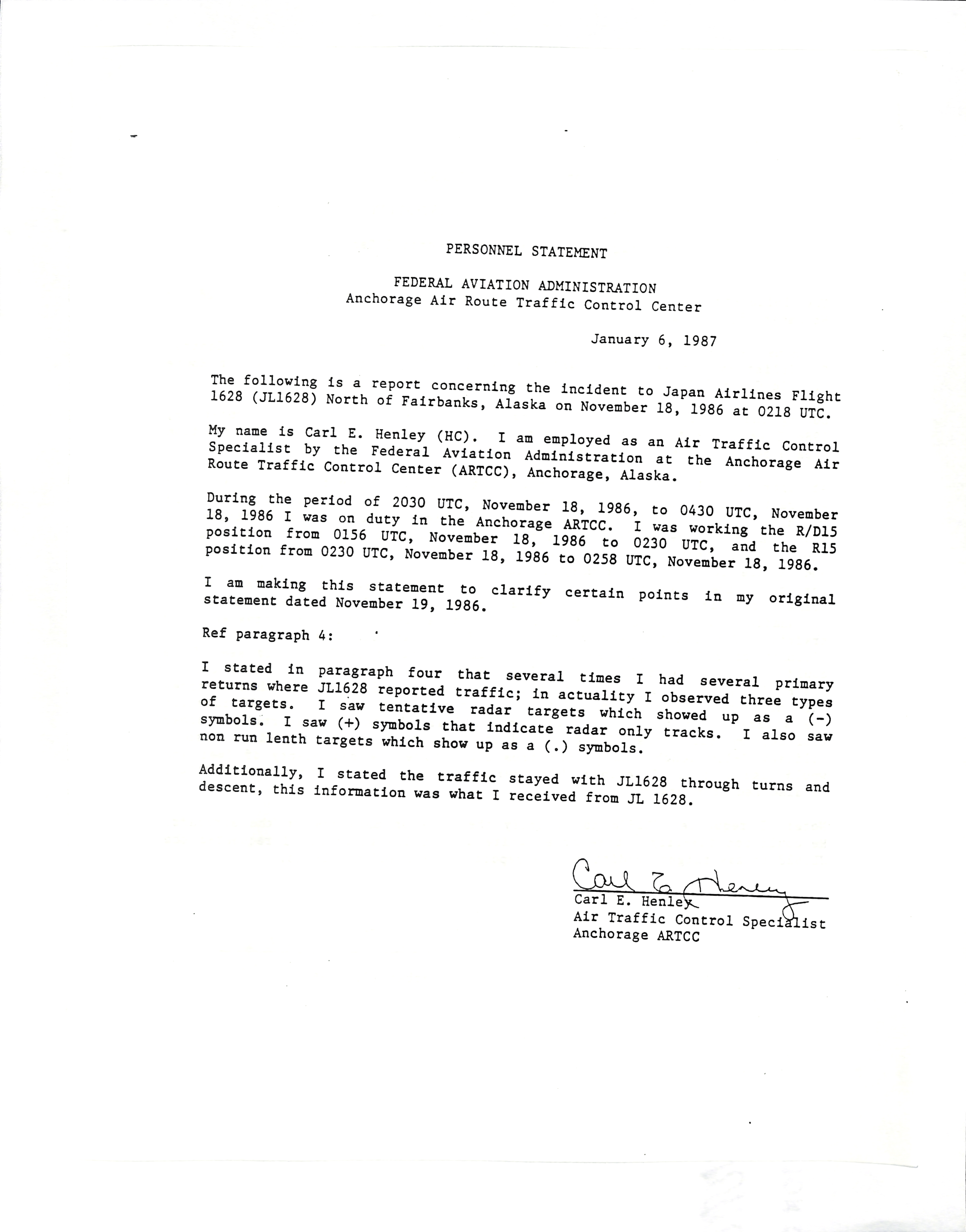 Information Releases Relating to Unidentified Flying Object