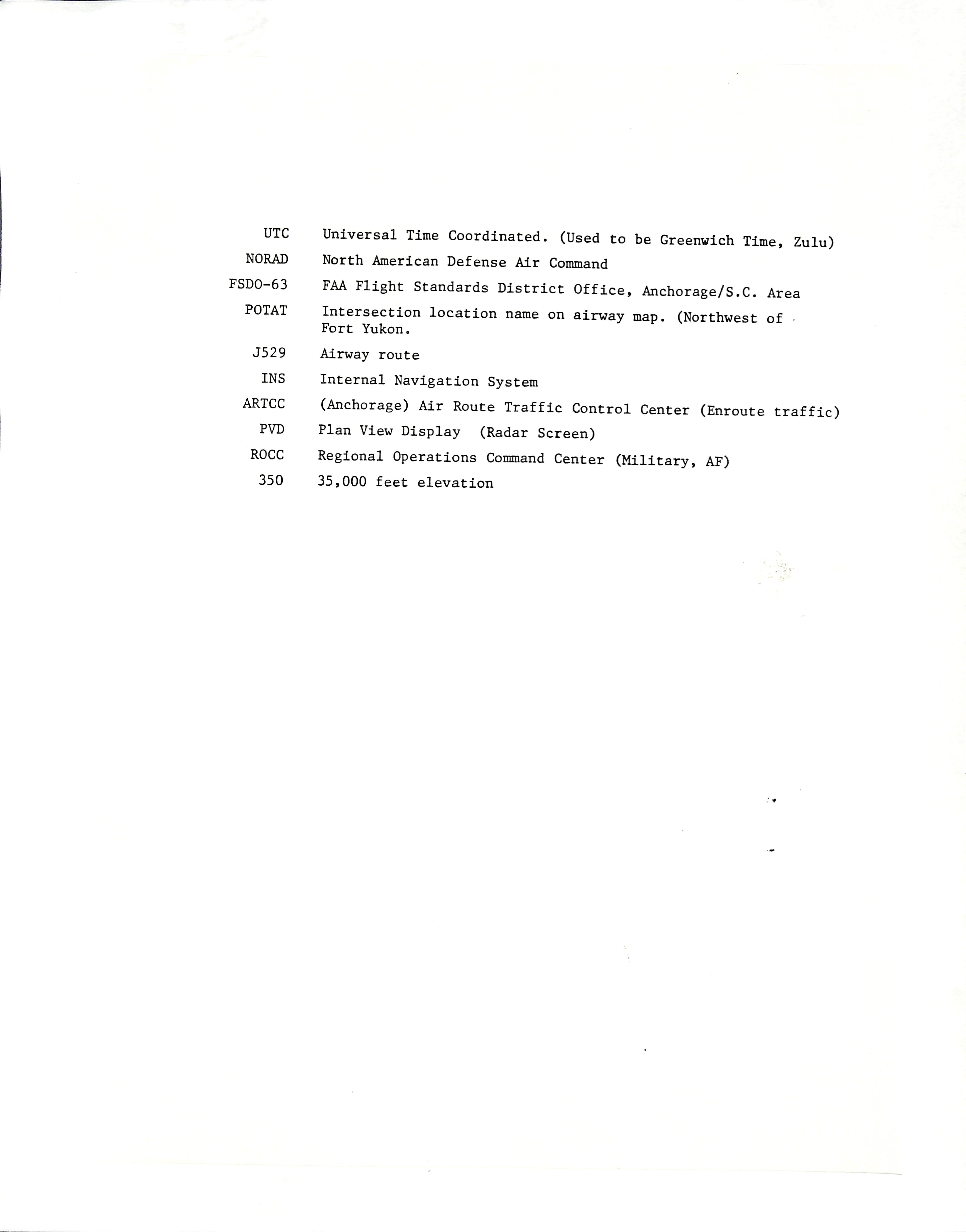 Information Releases Relating to Unidentified Flying Object
