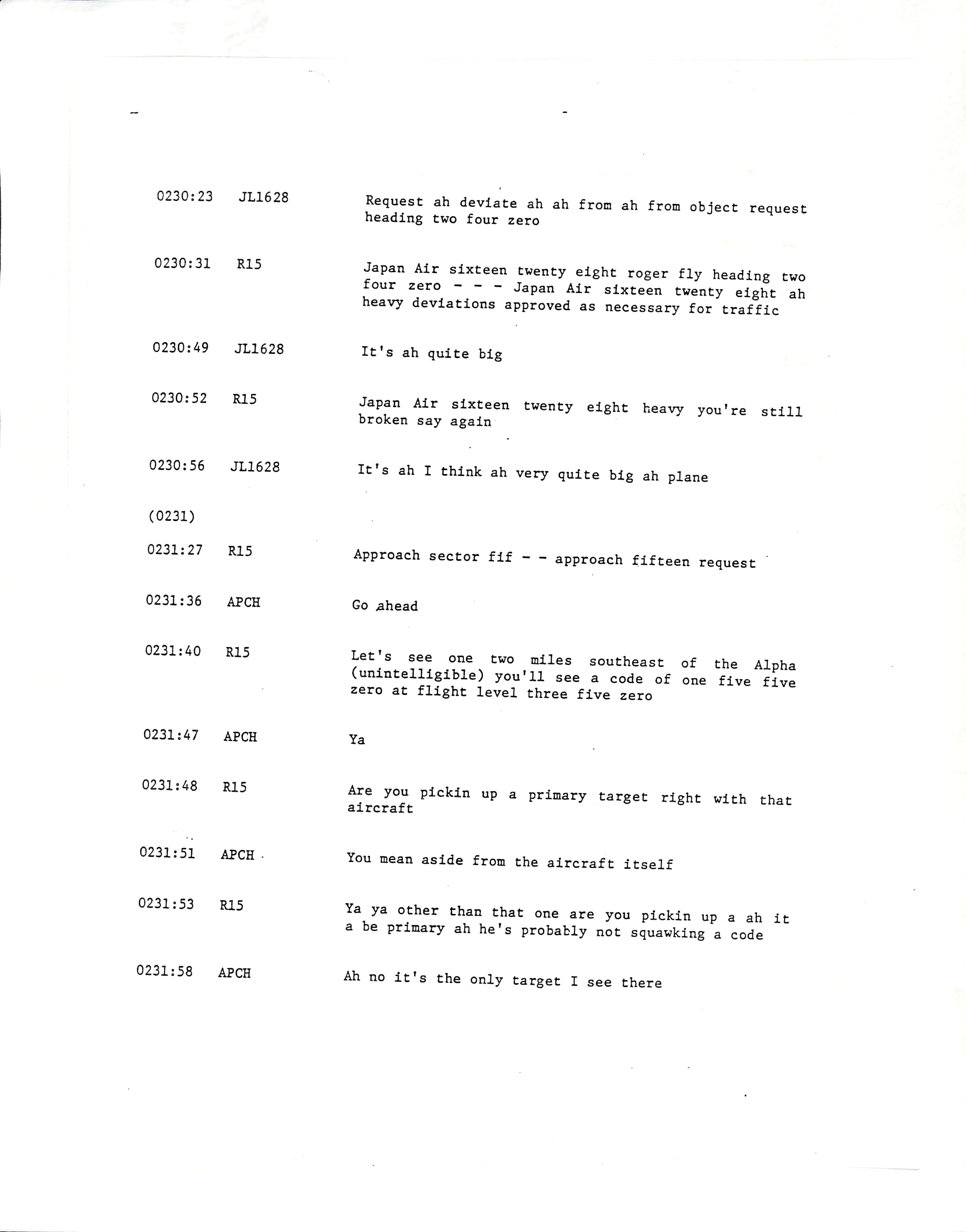 Information Releases Relating to Unidentified Flying Object
