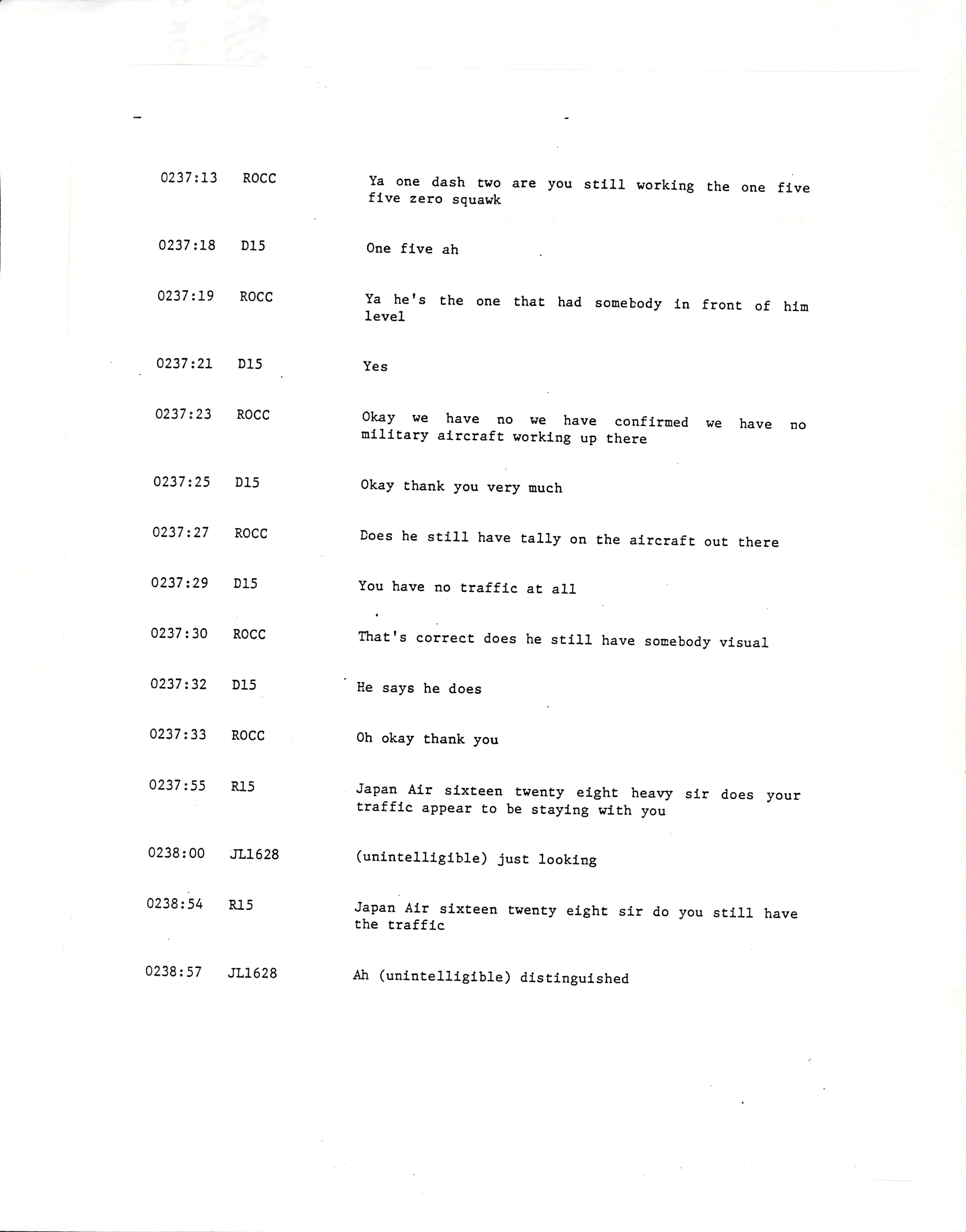 Information Releases Relating to Unidentified Flying Object
