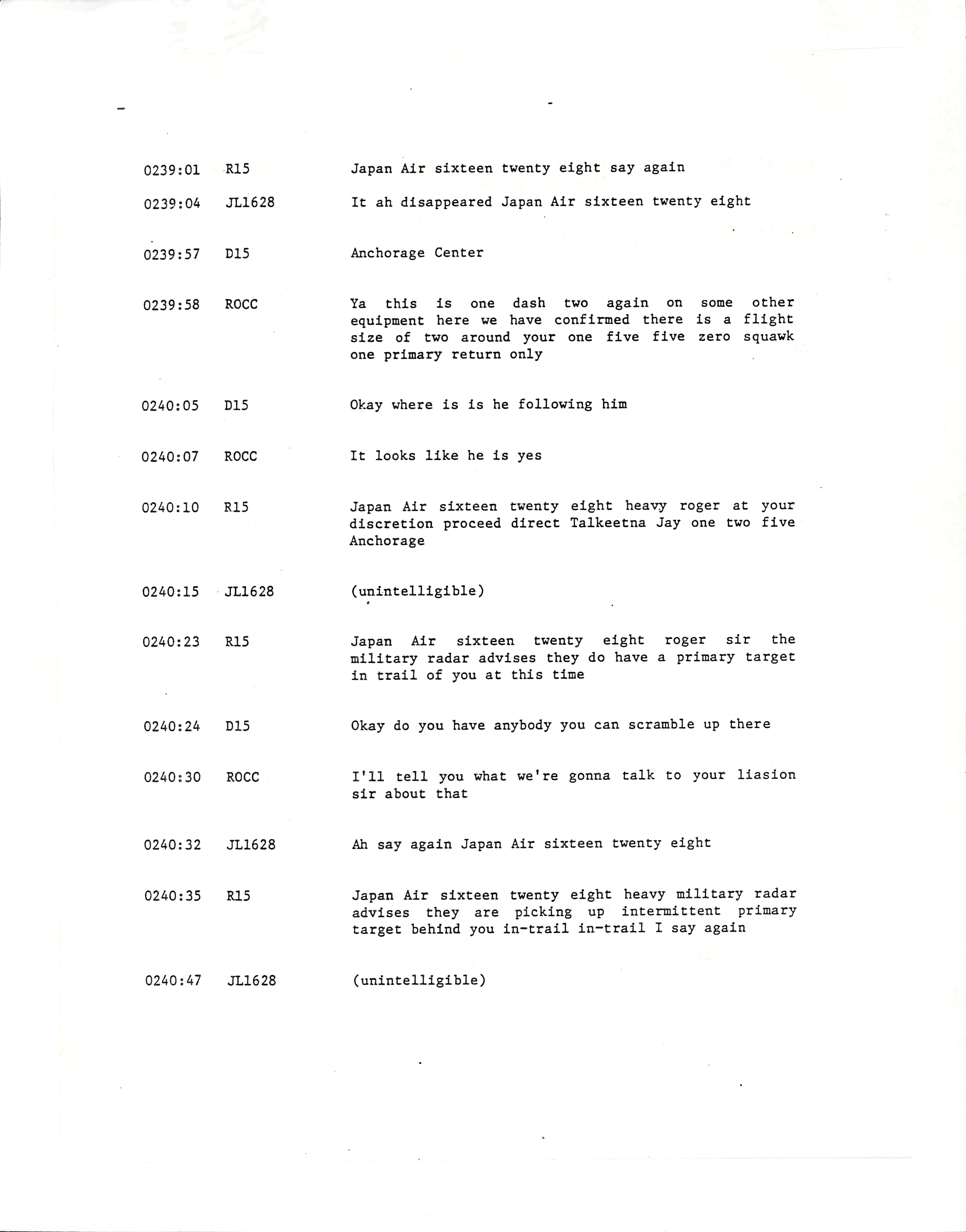 Information Releases Relating to Unidentified Flying Object