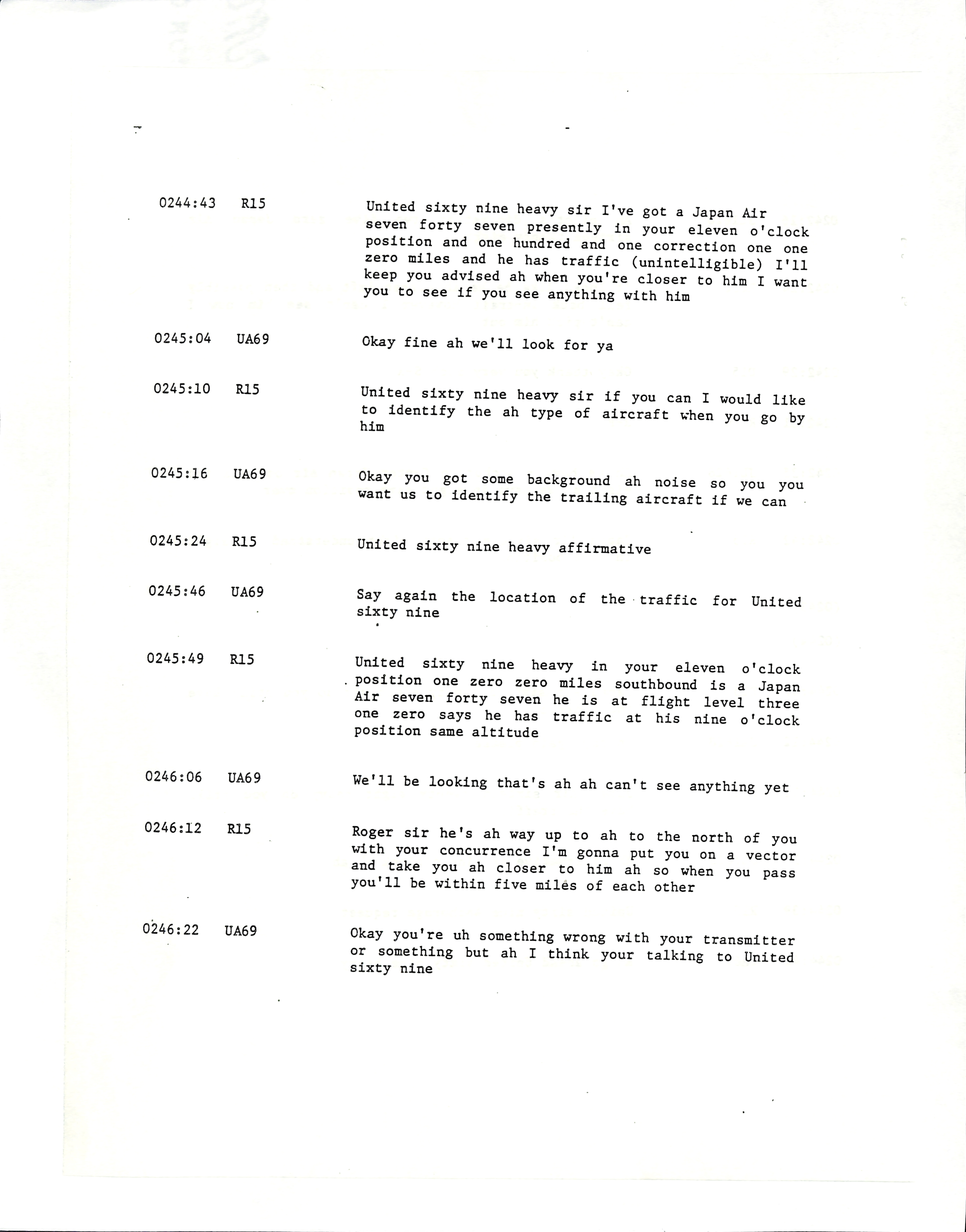 Information Releases Relating to Unidentified Flying Object