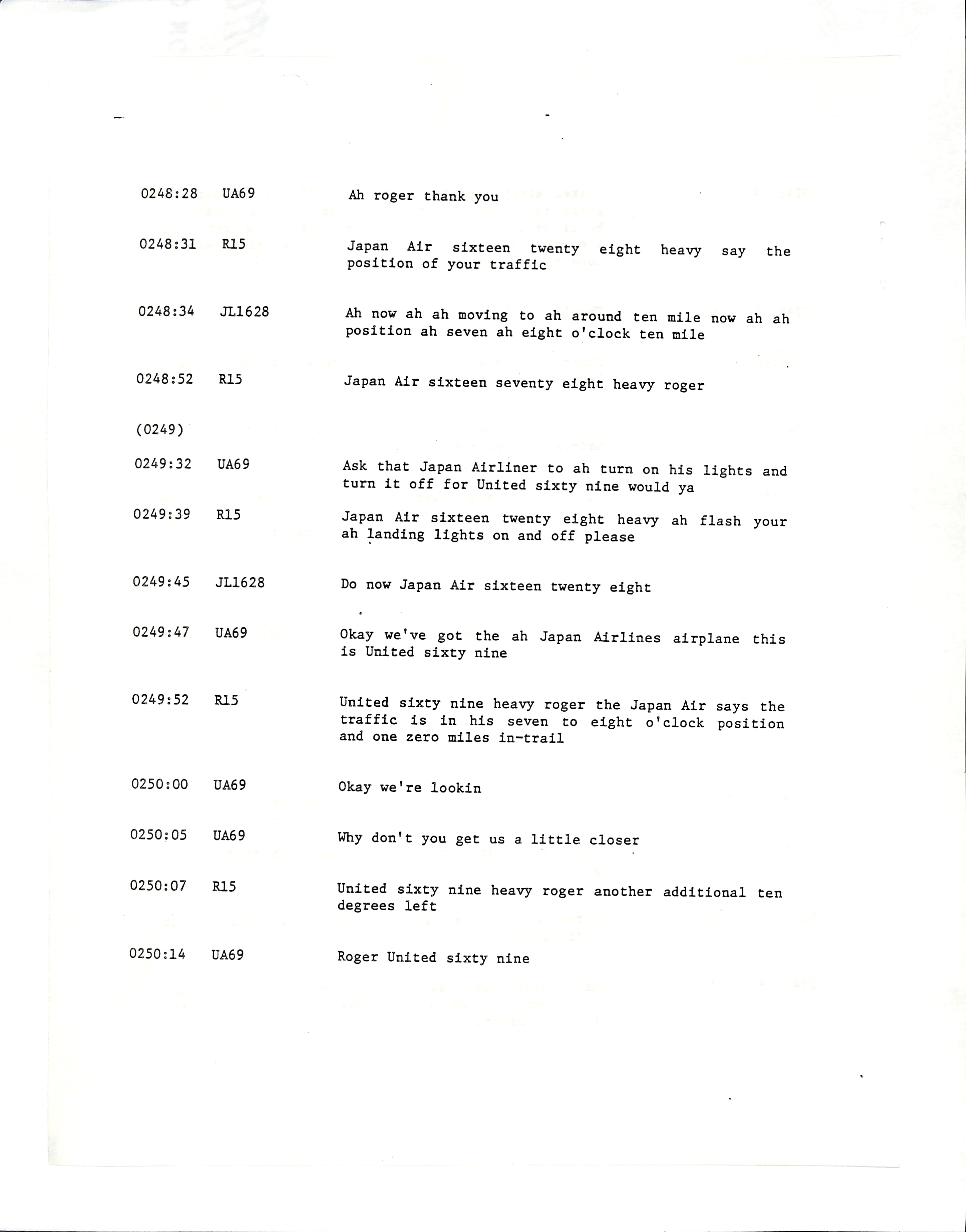 Information Releases Relating to Unidentified Flying Object