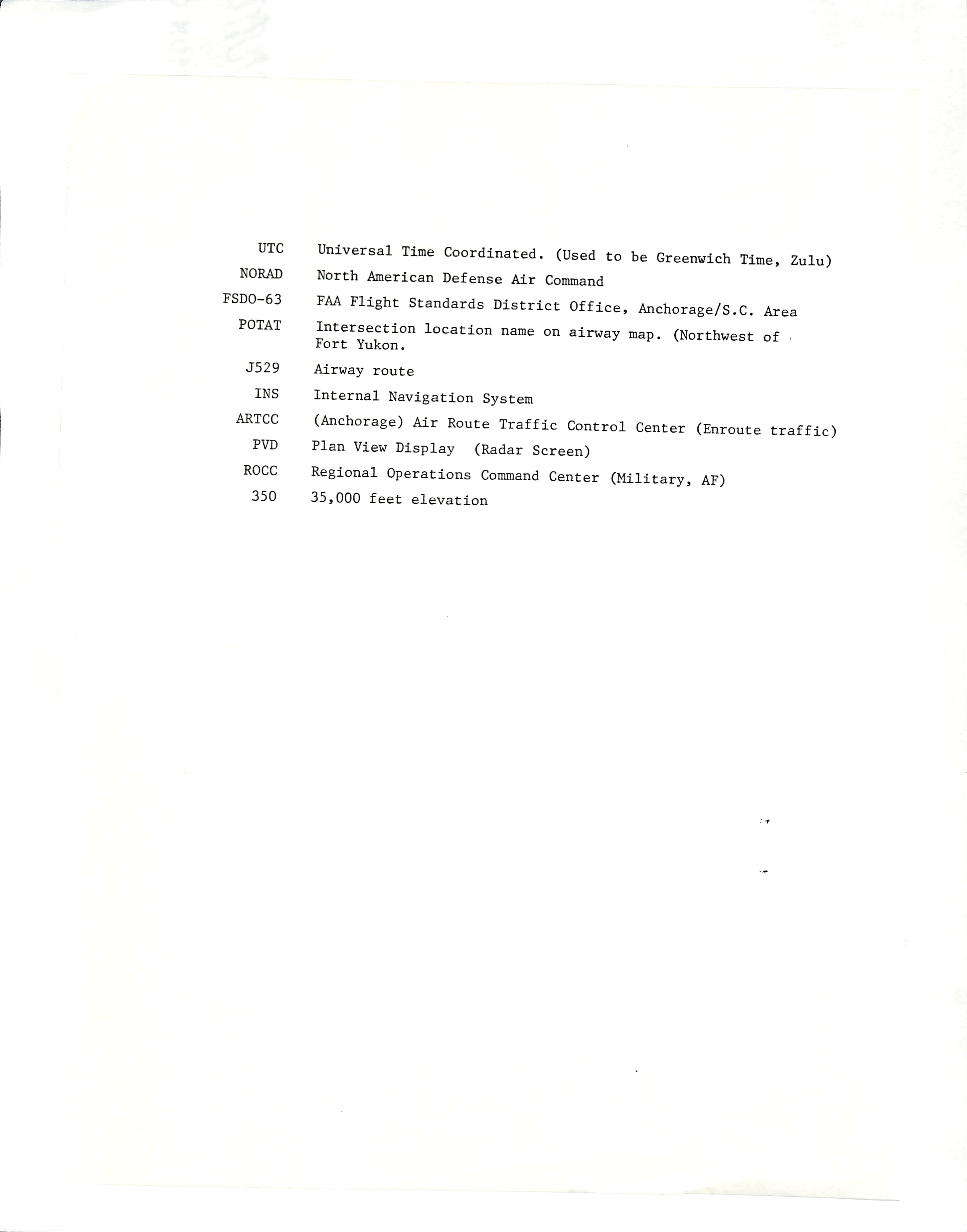 Information Releases Relating to Unidentified Flying Object