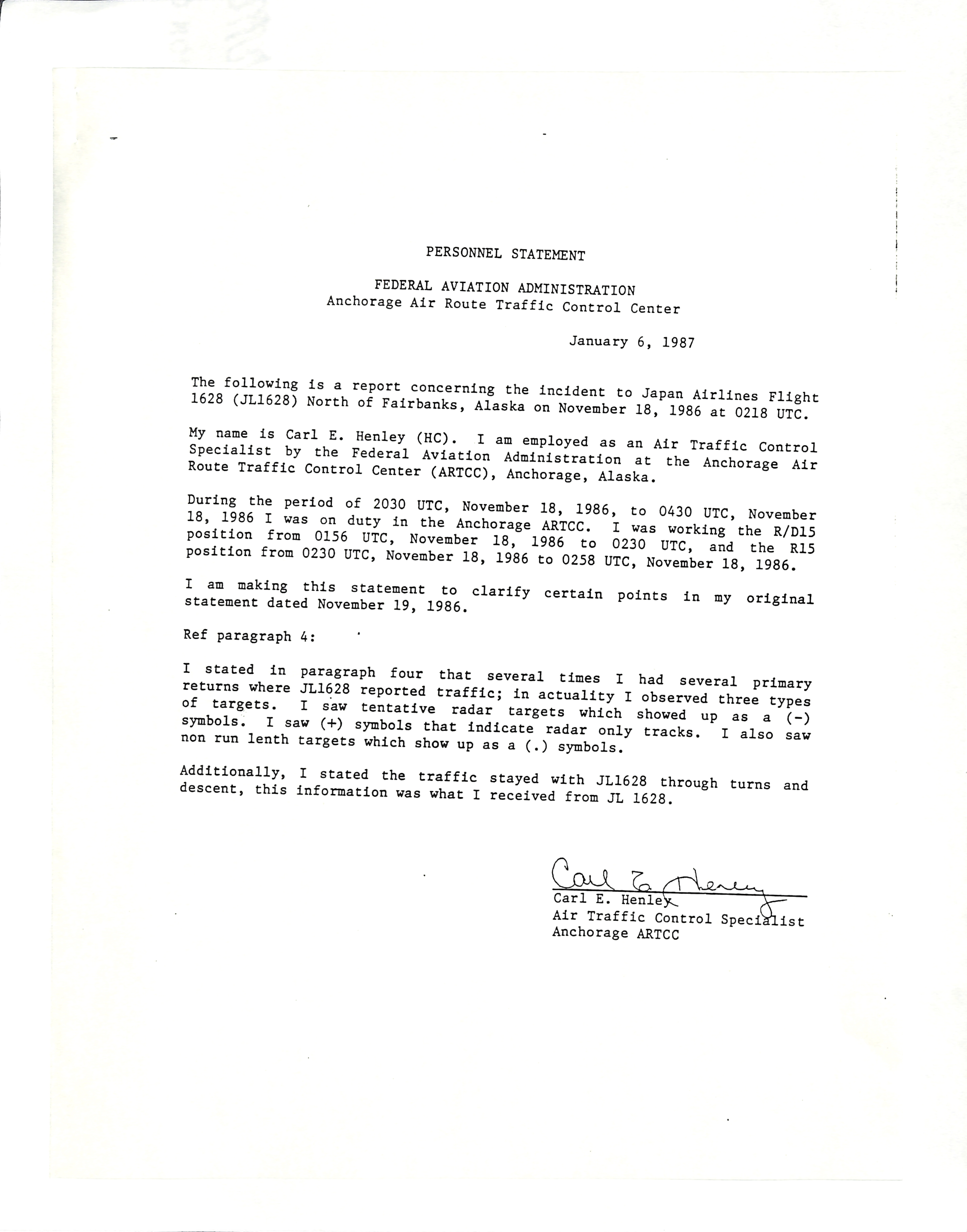 Information Releases Relating to Unidentified Flying Object