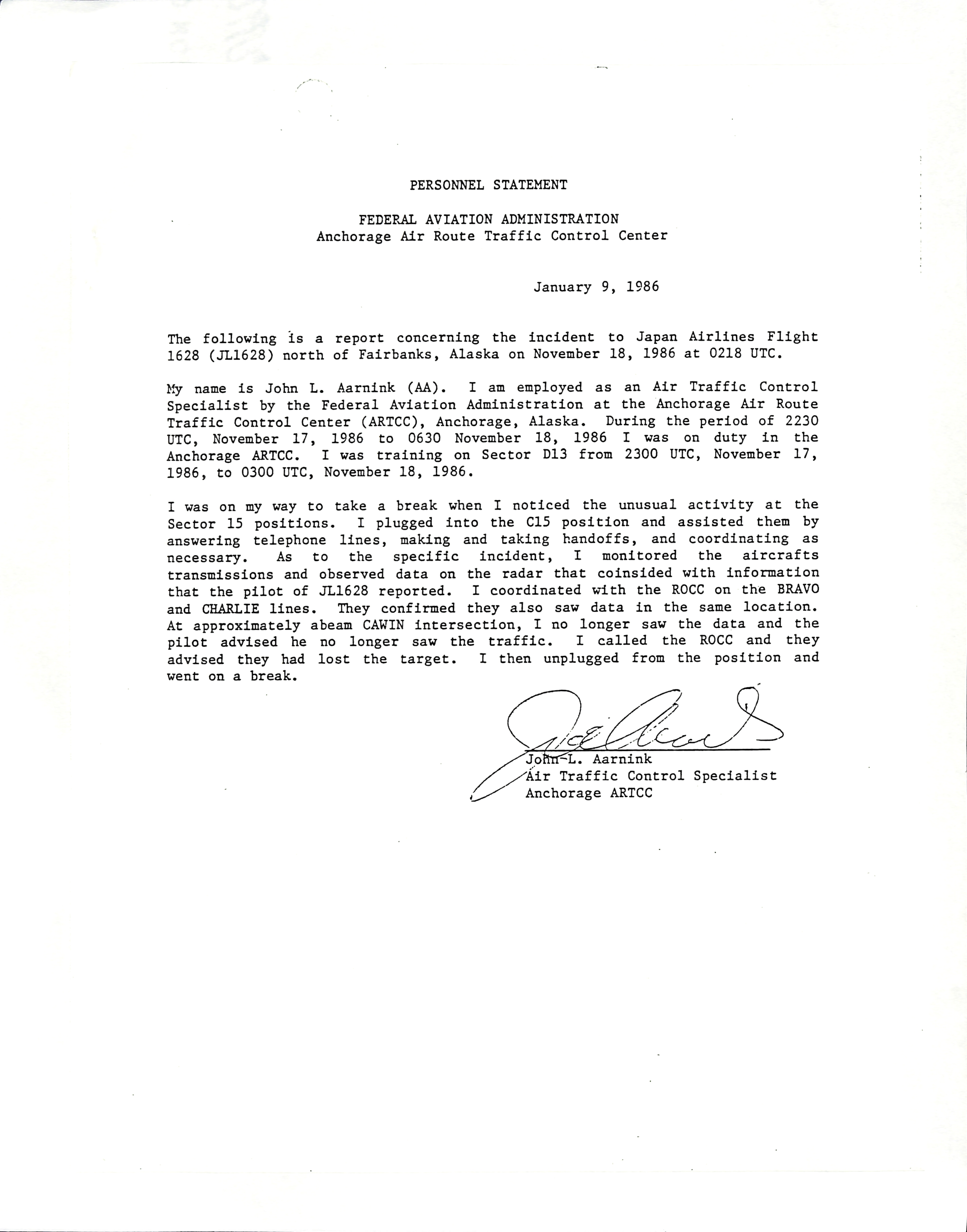 Information Releases Relating to Unidentified Flying Object