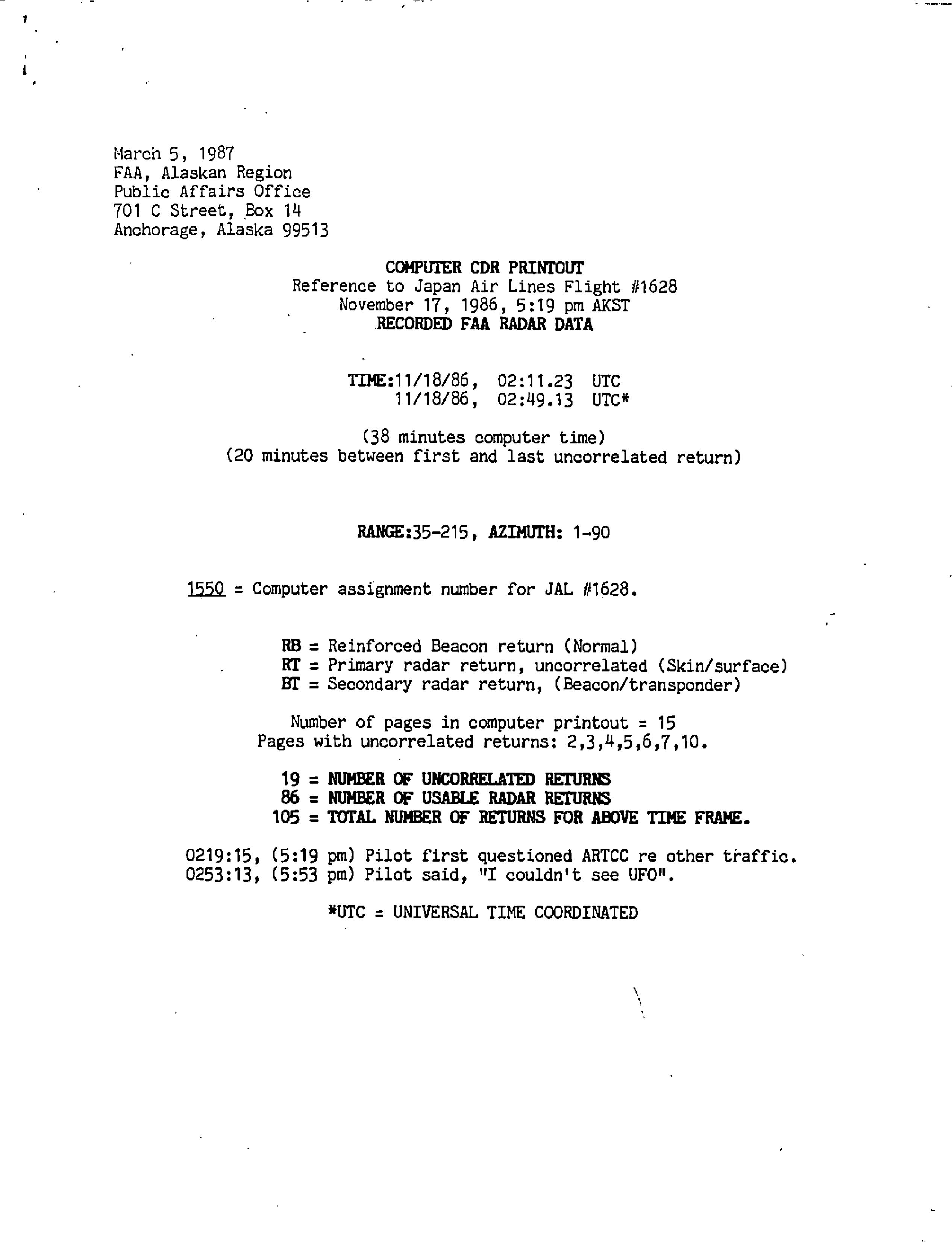 Information Releases Relating to Unidentified Flying Object