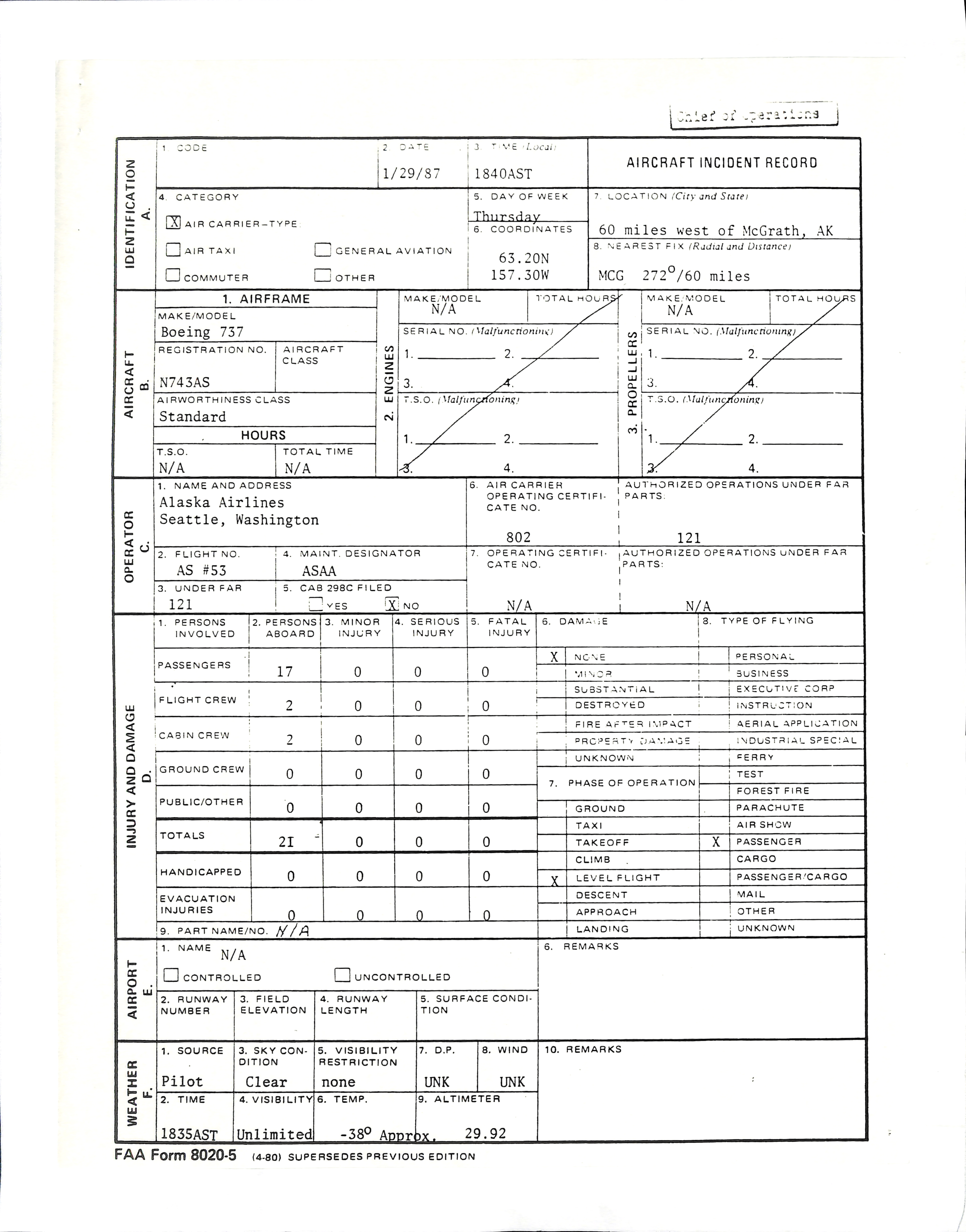 Information Releases Relating to Unidentified Flying Object