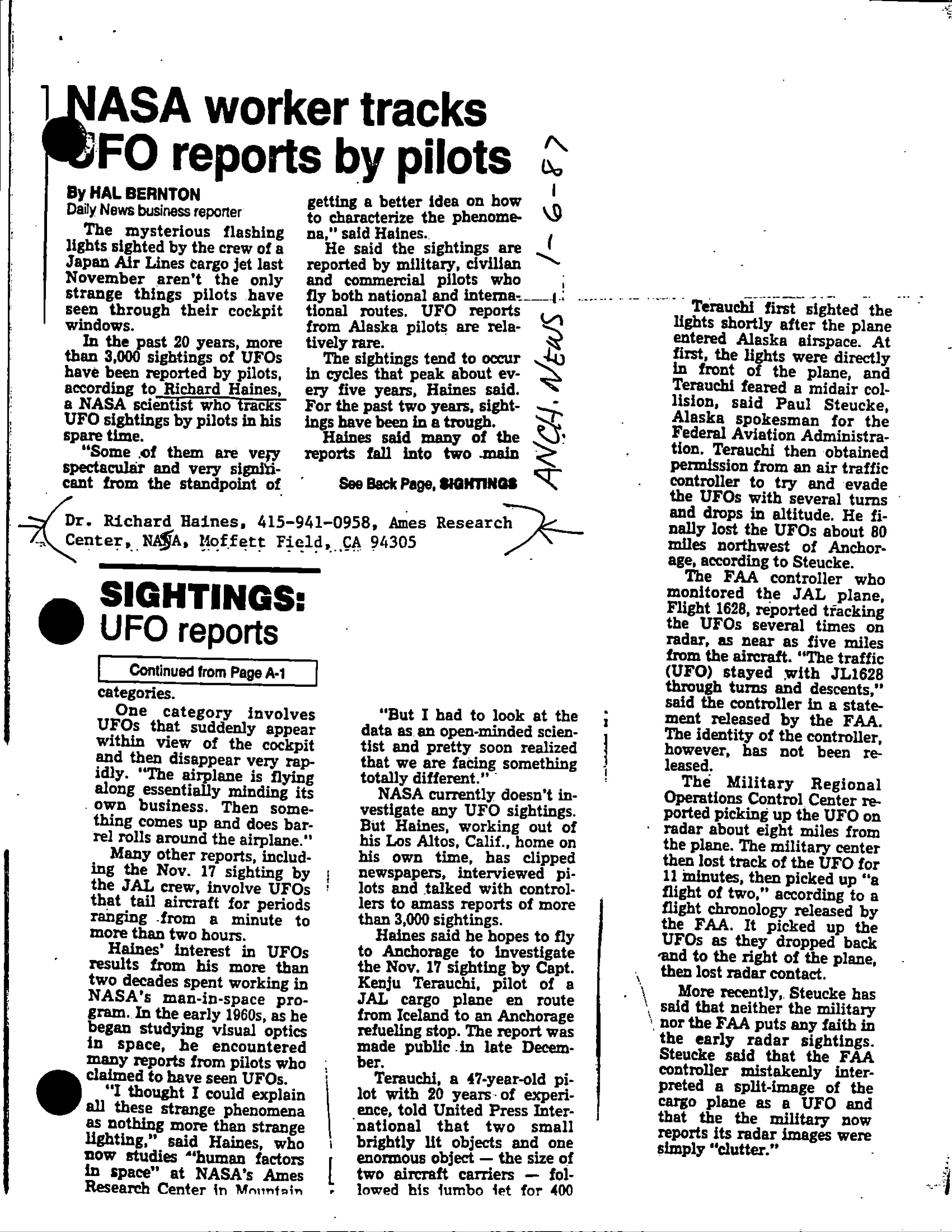 Information Releases Relating to Unidentified Flying Object